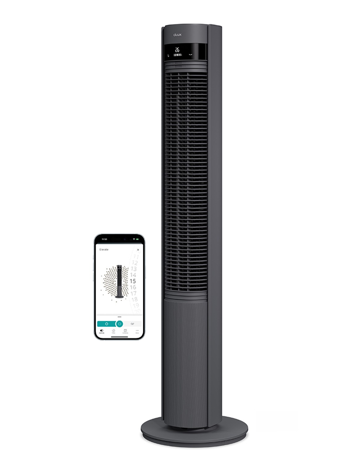 Duux Elevate Smart Tower torenventilator - voorkant 6 grijs