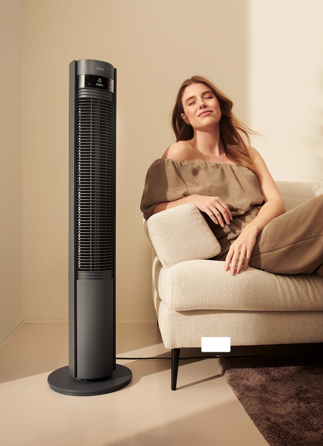 Duux Elevate Smart Tower torenventilator - voorkant 7 grijs