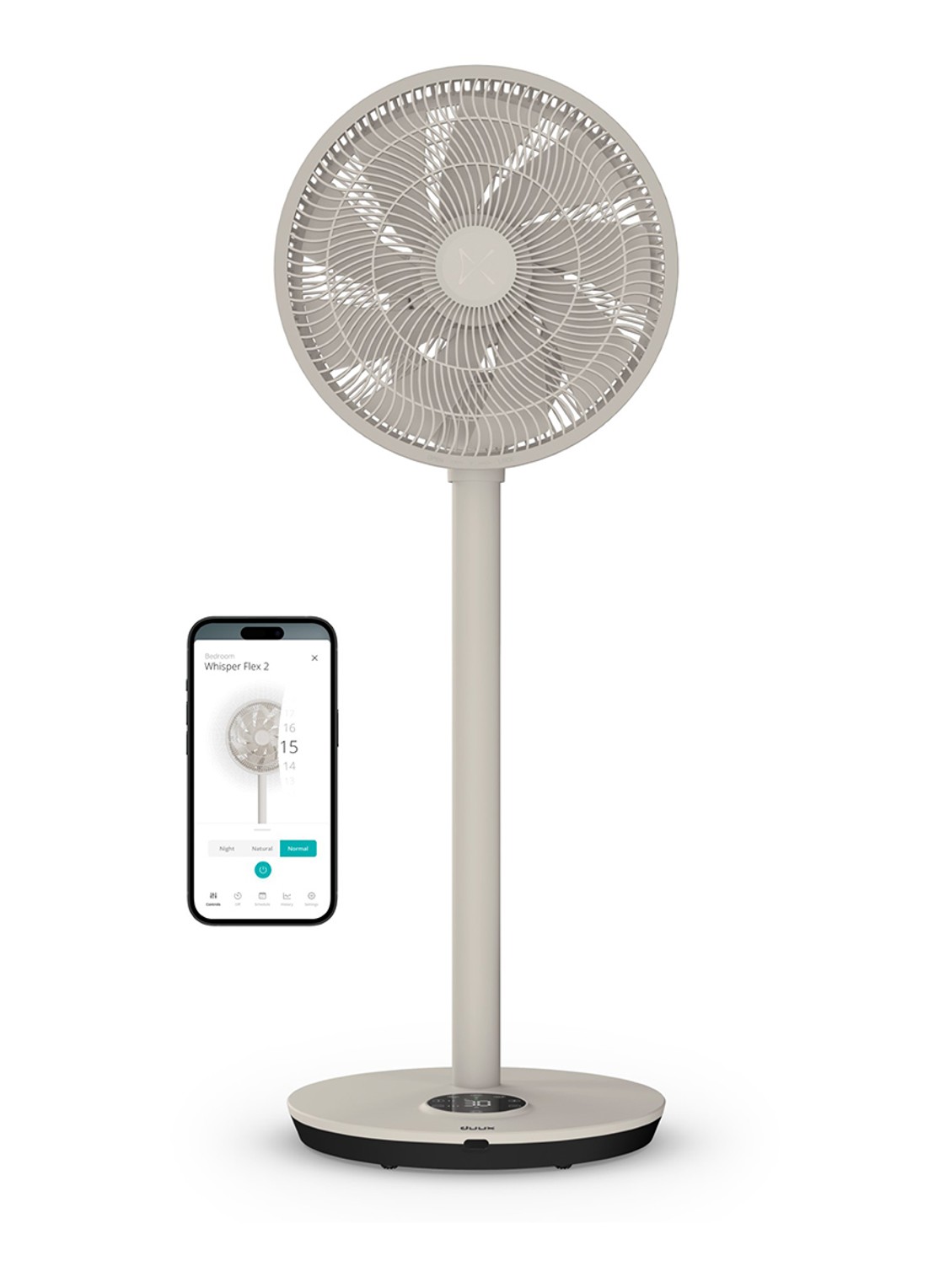 Duux Whisper 2 Smart verstelbare vloerventilator, 92 cm hoog - voorkant 5 ivoor