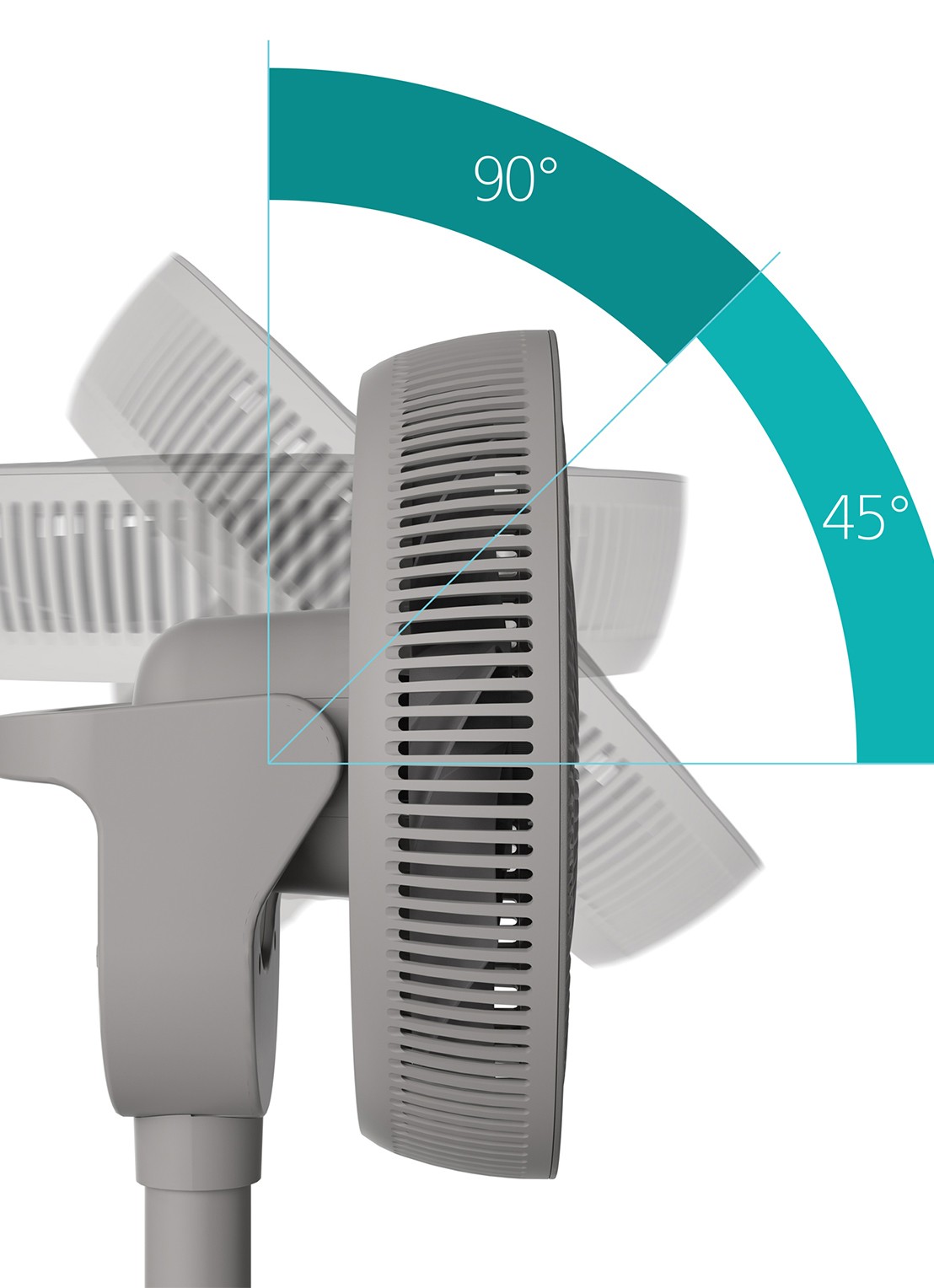 Duux Whisper 2 Smart verstelbare vloerventilator, 92 cm hoog - detail 8 grijs