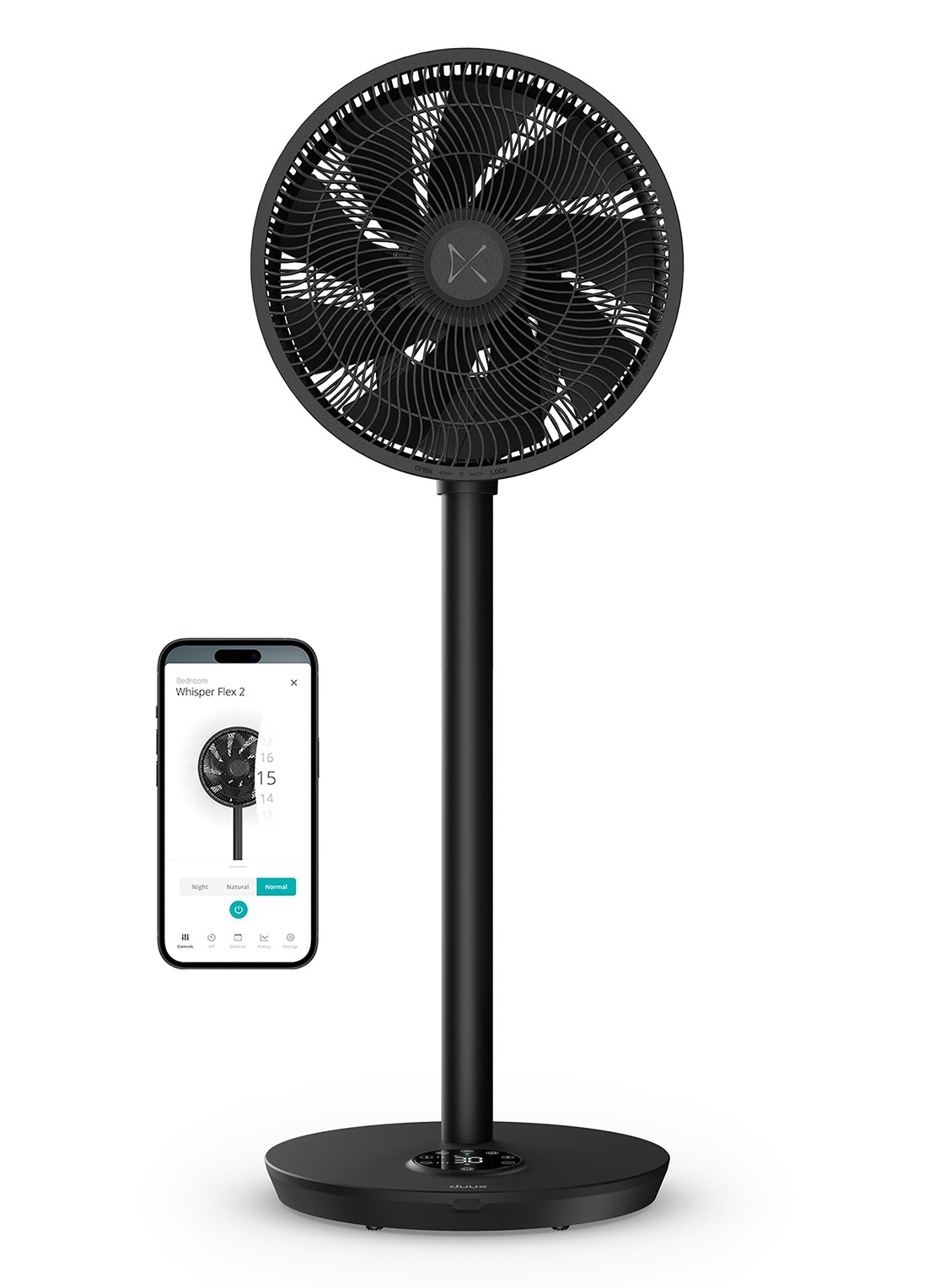 Duux Whisper 2 verstelbare vloerventilator, 92 cm hoog - detail 4 zwart