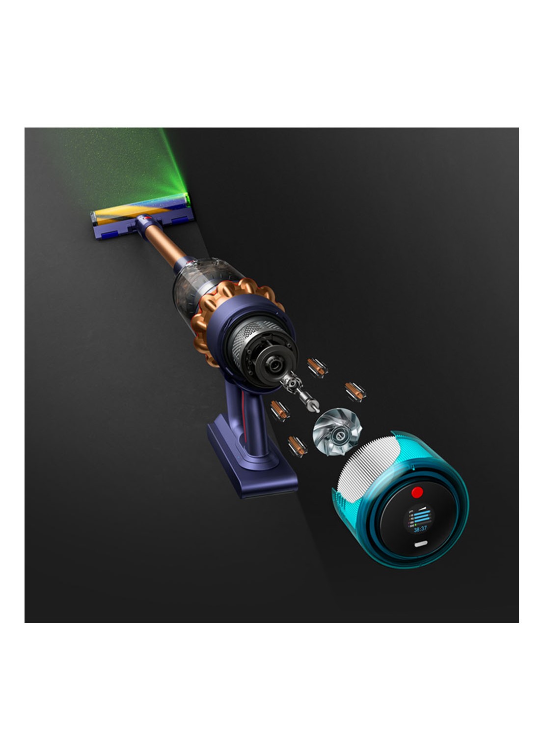 Dyson Gen5 Detect steelstofzuiger 127,6 cm - blauw / koper - detail 3 blauw