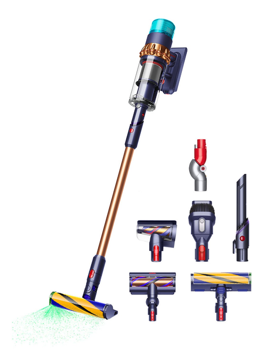 Dyson Gen5 Detect steelstofzuiger 127,6 cm - blauw / koper - voorkant blauw