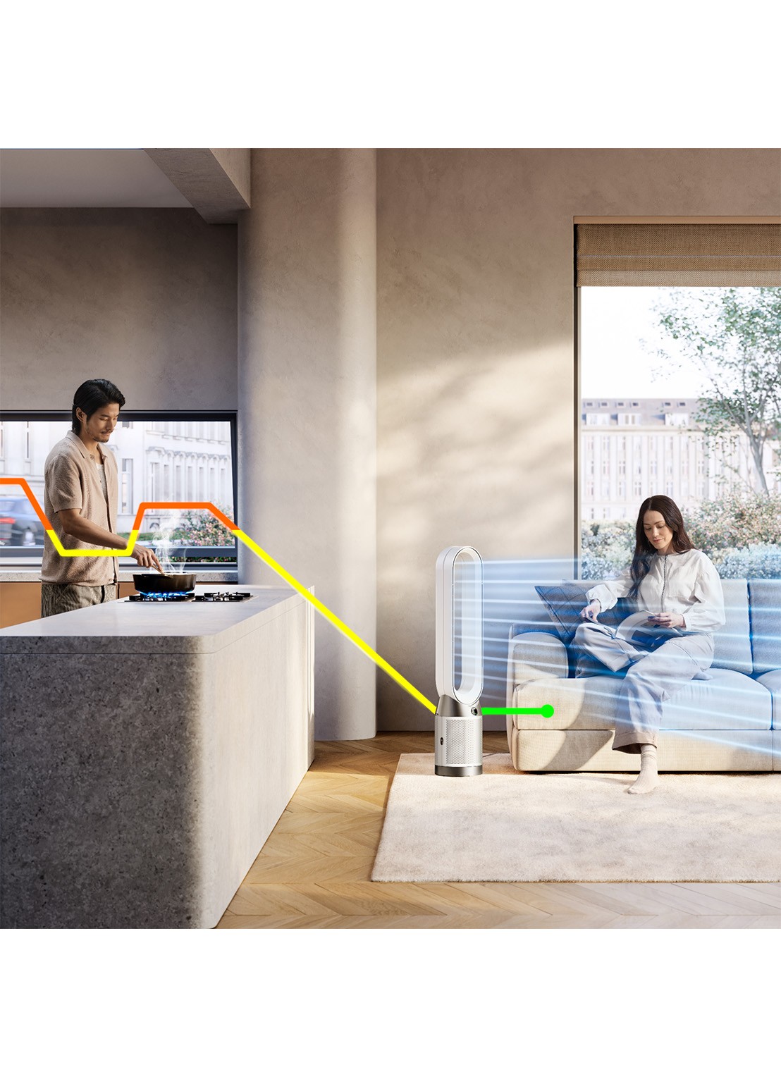Dyson Purifier Cool PC1 luchtreiniger & vloerventilator, 105 cm - voorkant 2 zilver