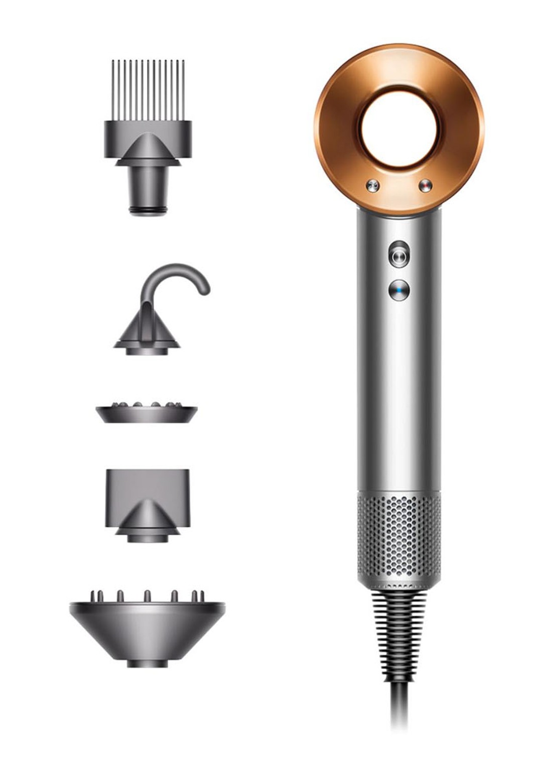 Dyson Supersonic föhn met Flyaway accessoire - nikkel / koper  - voorkant 4 koper