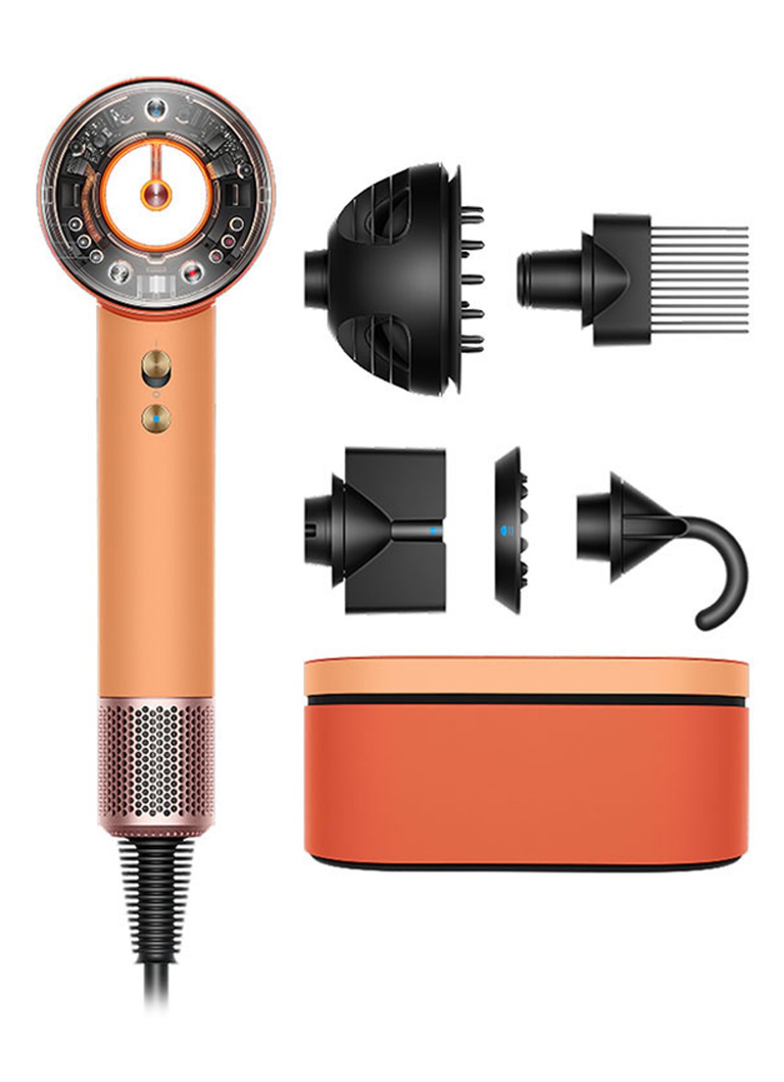 Dyson Supersonic Nural™ föhn Curly + Coily Ceramic Apricot / Topaz - voorkant 5 oranje