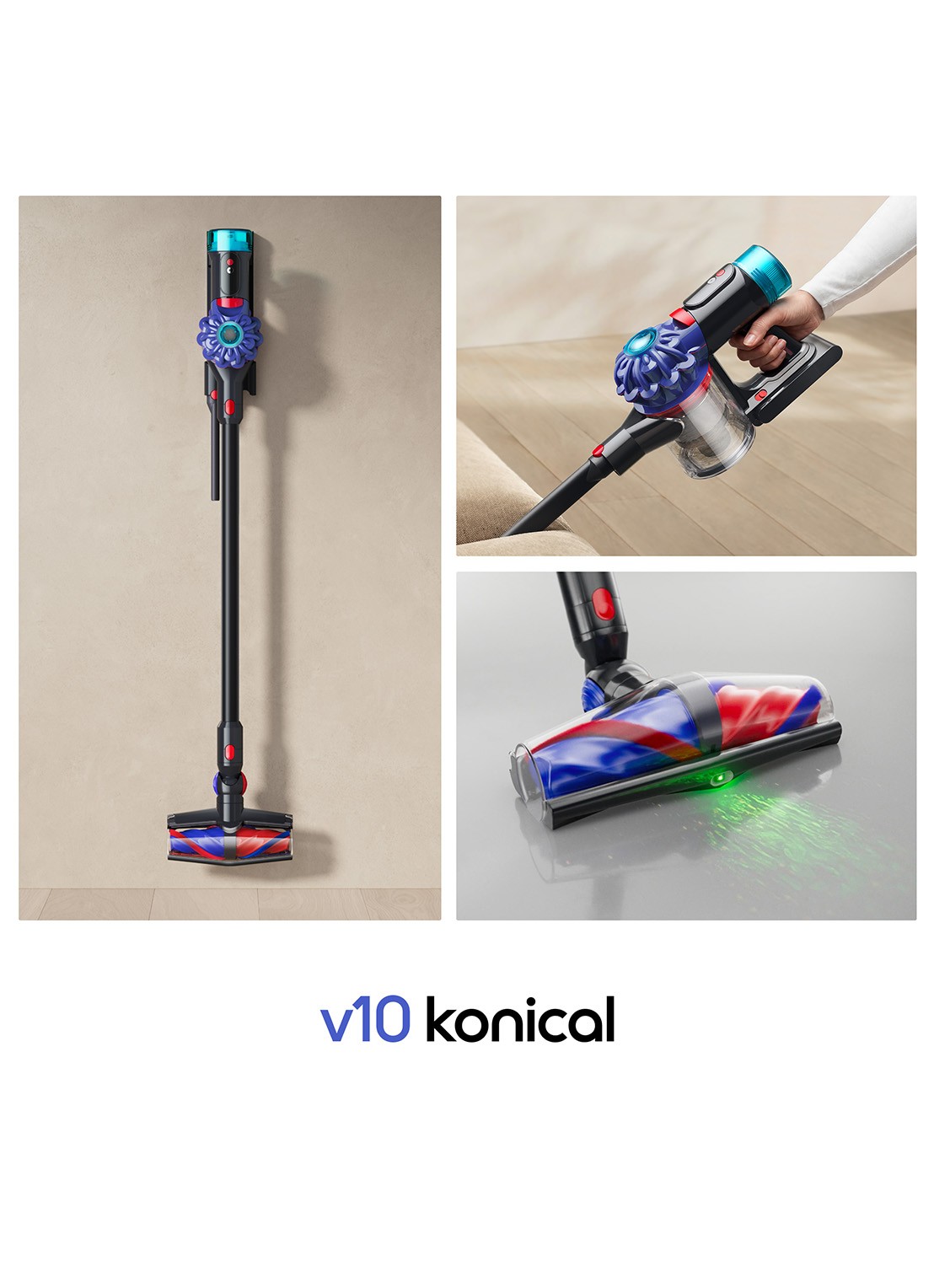 Dyson V10 Konical steelstofzuiger - voorkant 4 zwart