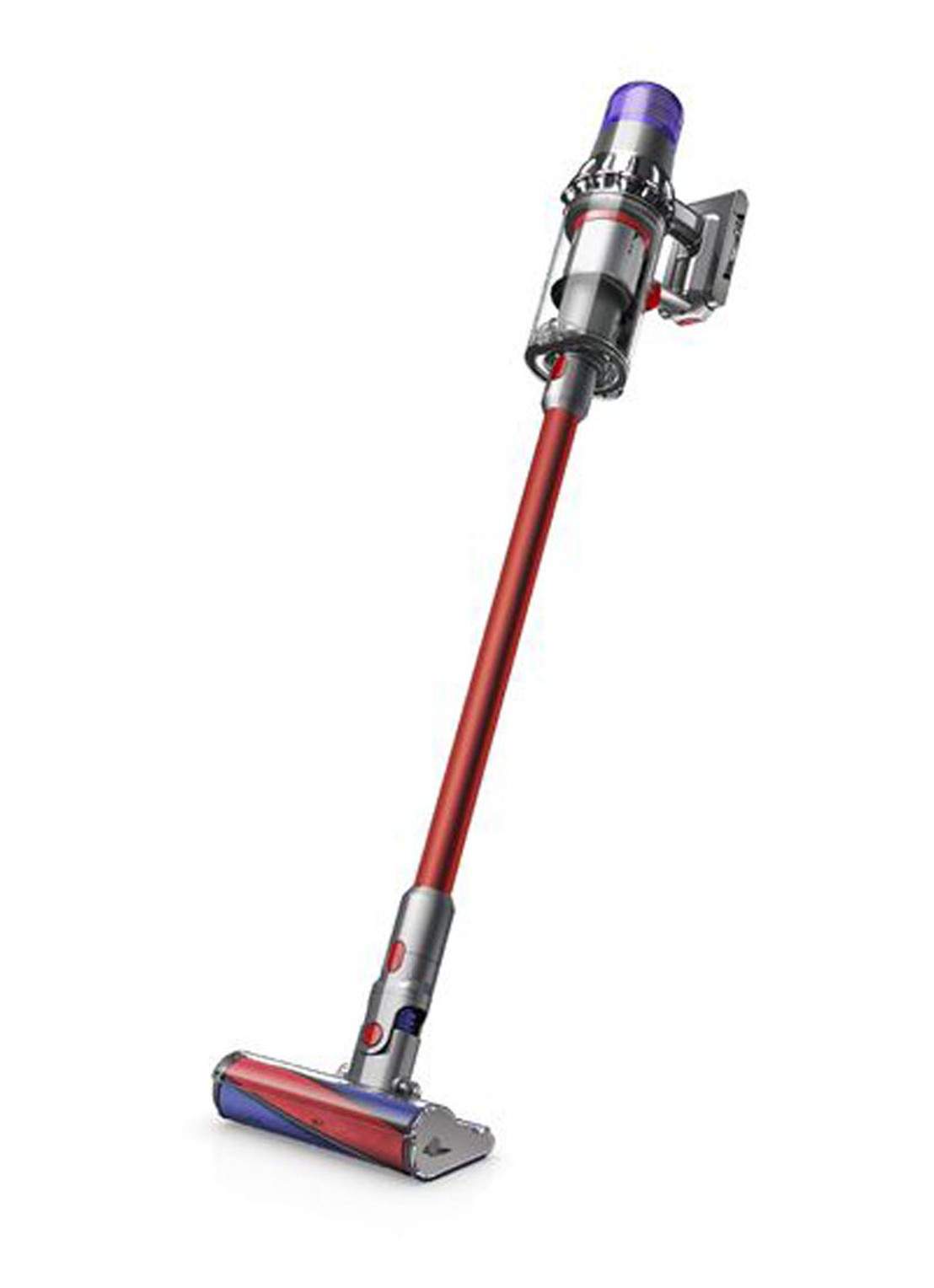 Dyson V11 Fluffy steelstofzuiger - nikkel / rood  - voorkant 2 nikkel / rood