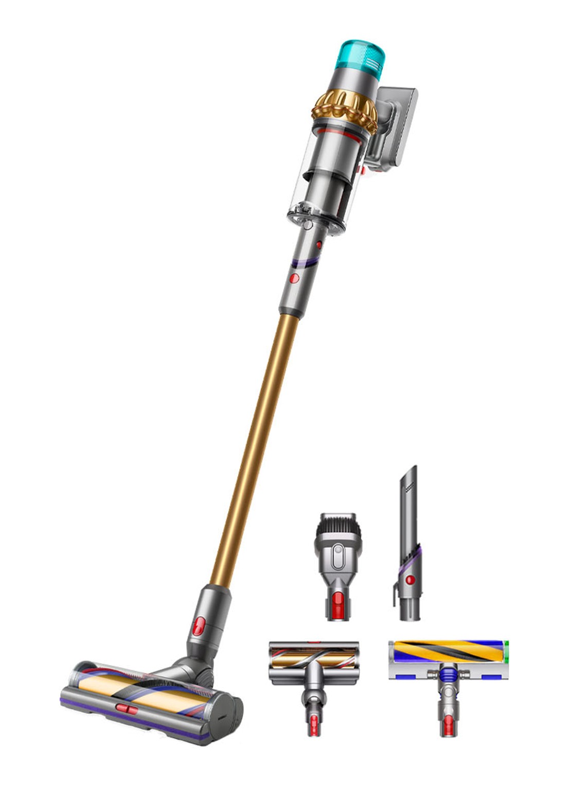 Dyson V15 Detect Absolute steelstofzuiger  - voorkant goud