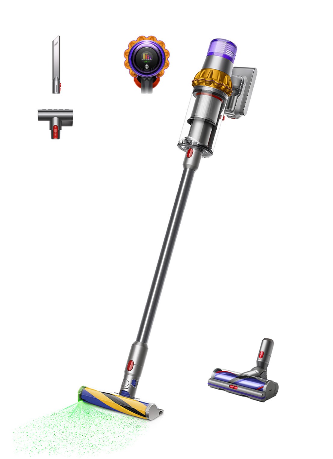 Dyson V15 Detect Absolute steelstofzuiger - voorkant zilver