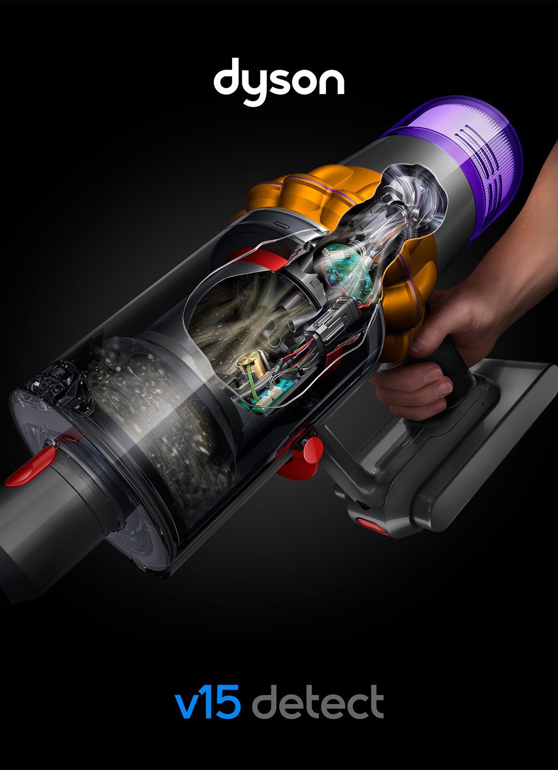 Dyson V15 Detect Absolute steelstofzuiger - voorkant 2 zilver