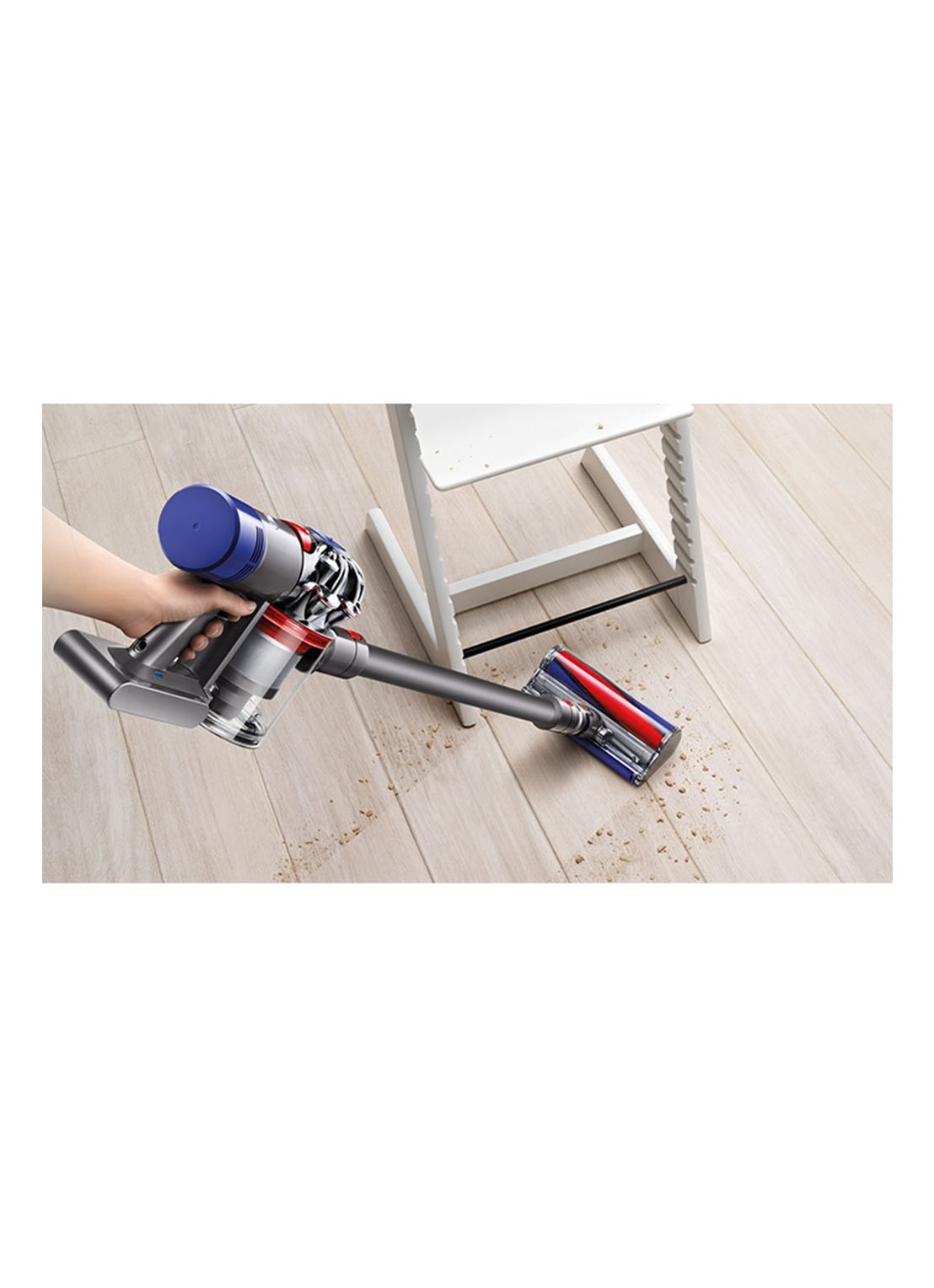 Dyson V8 Parquet snoerloze steelstofzuiger 124 cm - nikkel - detail donkergrijs