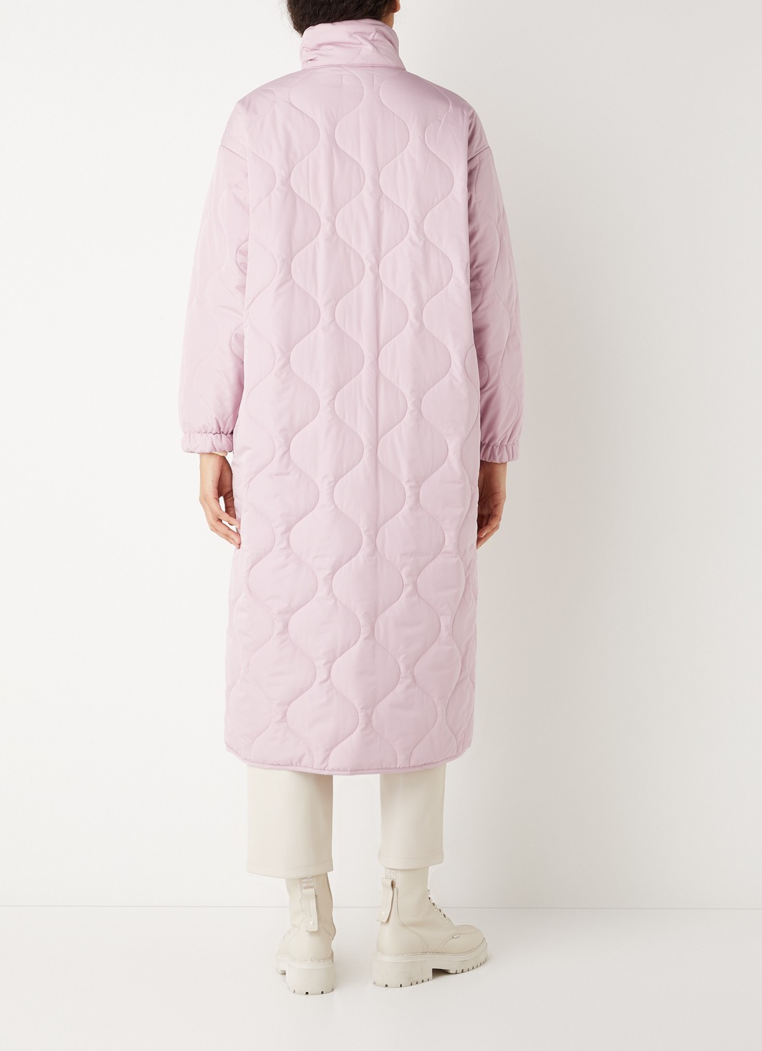 EDITED Drew gewatteerde jas met quilt patroon en klepzakken - achterkant 4 oudroze