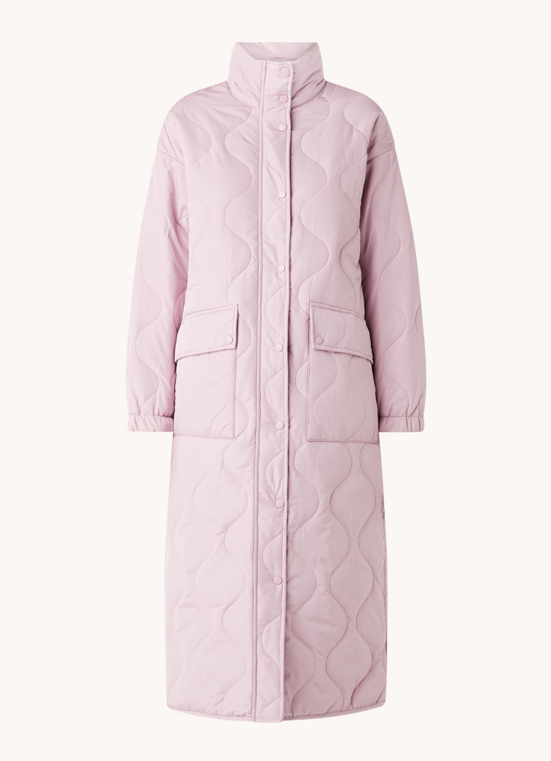 EDITED Drew gewatteerde jas met quilt patroon en klepzakken - voorkant 2 oudroze