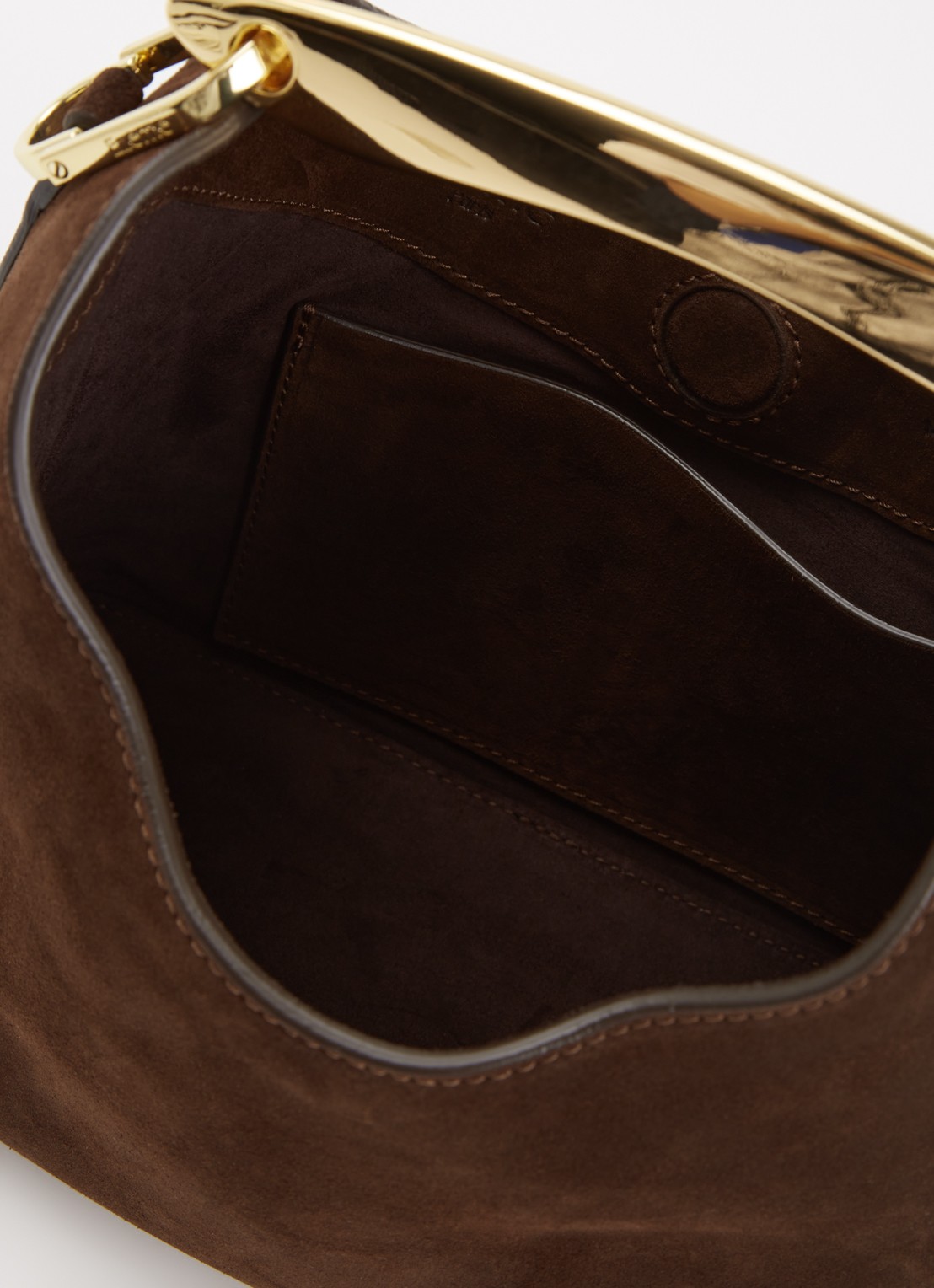 Elleme Boomerang handtas van suède met logo - detail 2 donkerbruin