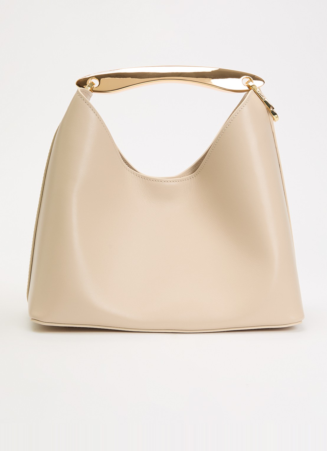 Elleme Boomerang S handtas van leer met afneembare schouderriem - voorkant 2 beige