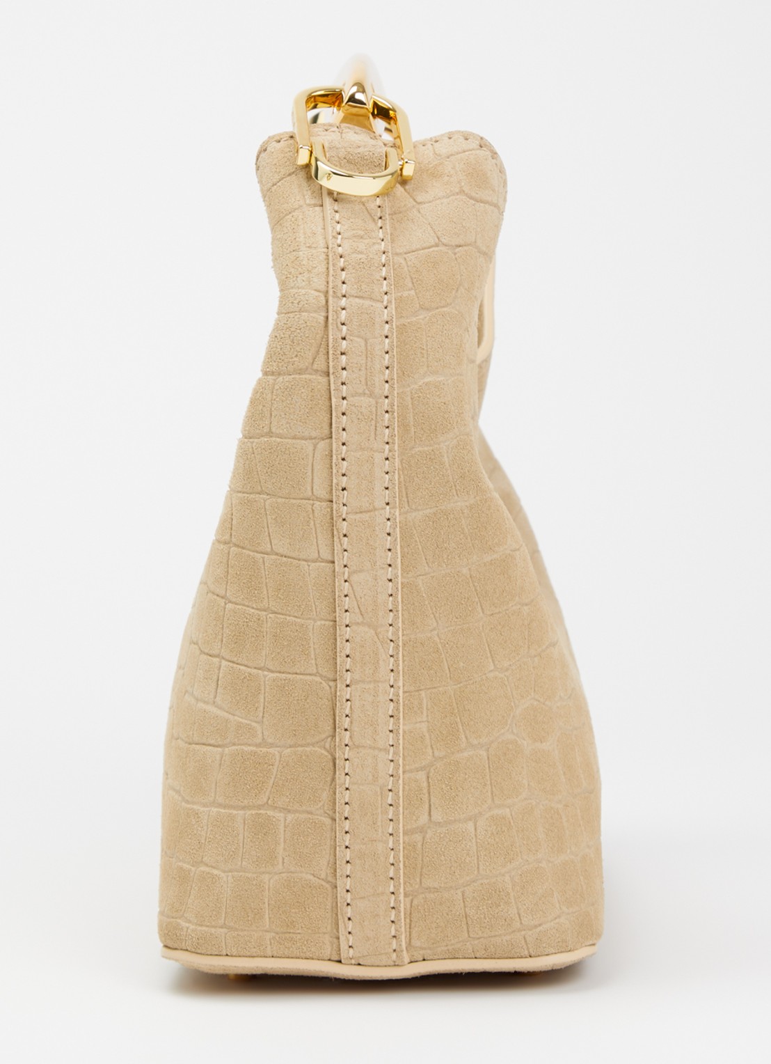 Elleme Boomerang Small handtas van suède met crocostructuur - detail 3 beige