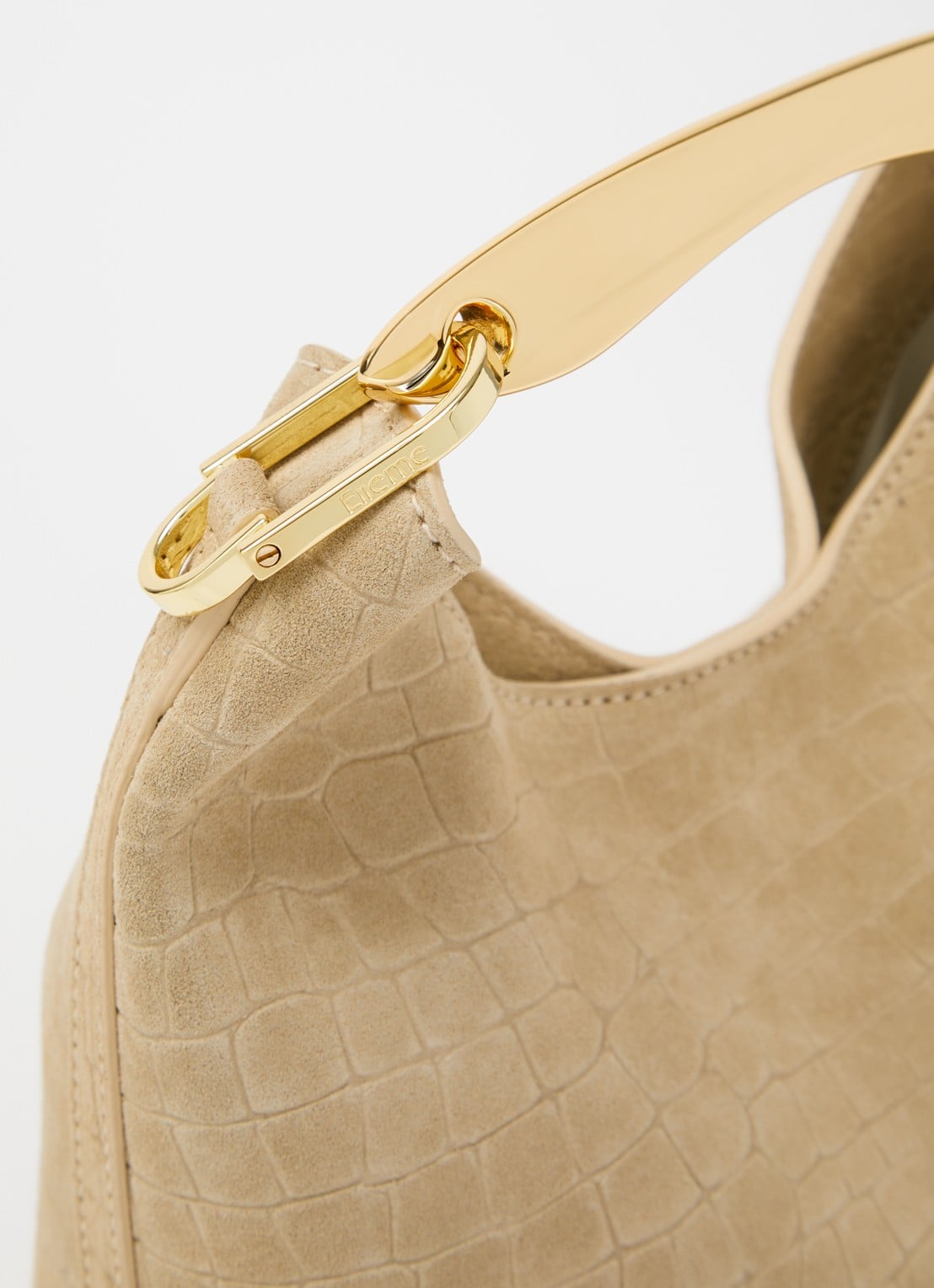 Elleme Boomerang Small handtas van suède met crocostructuur - detail 4 beige