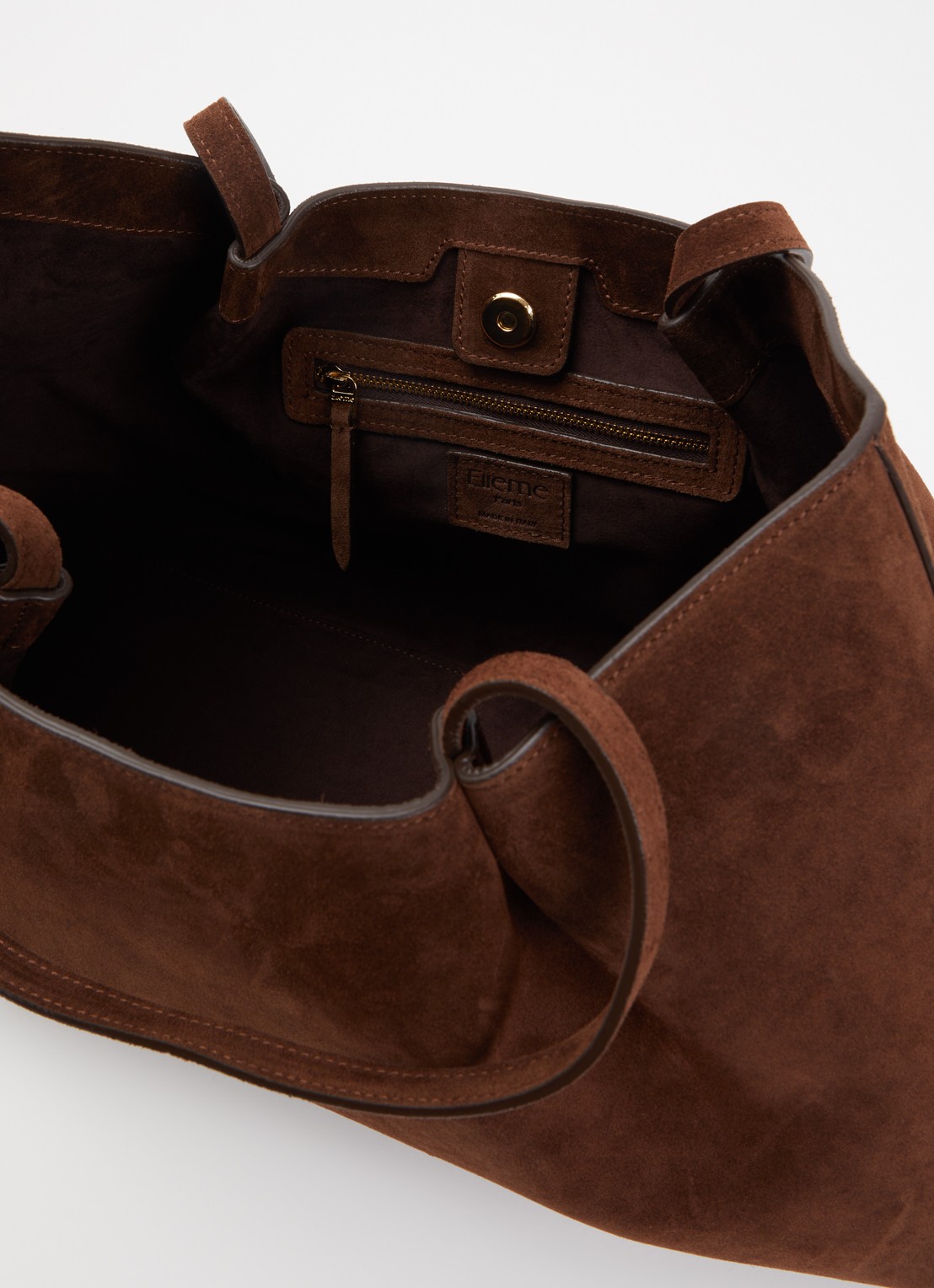 Elleme Dimple schoudertas van suède - detail 2 bruin