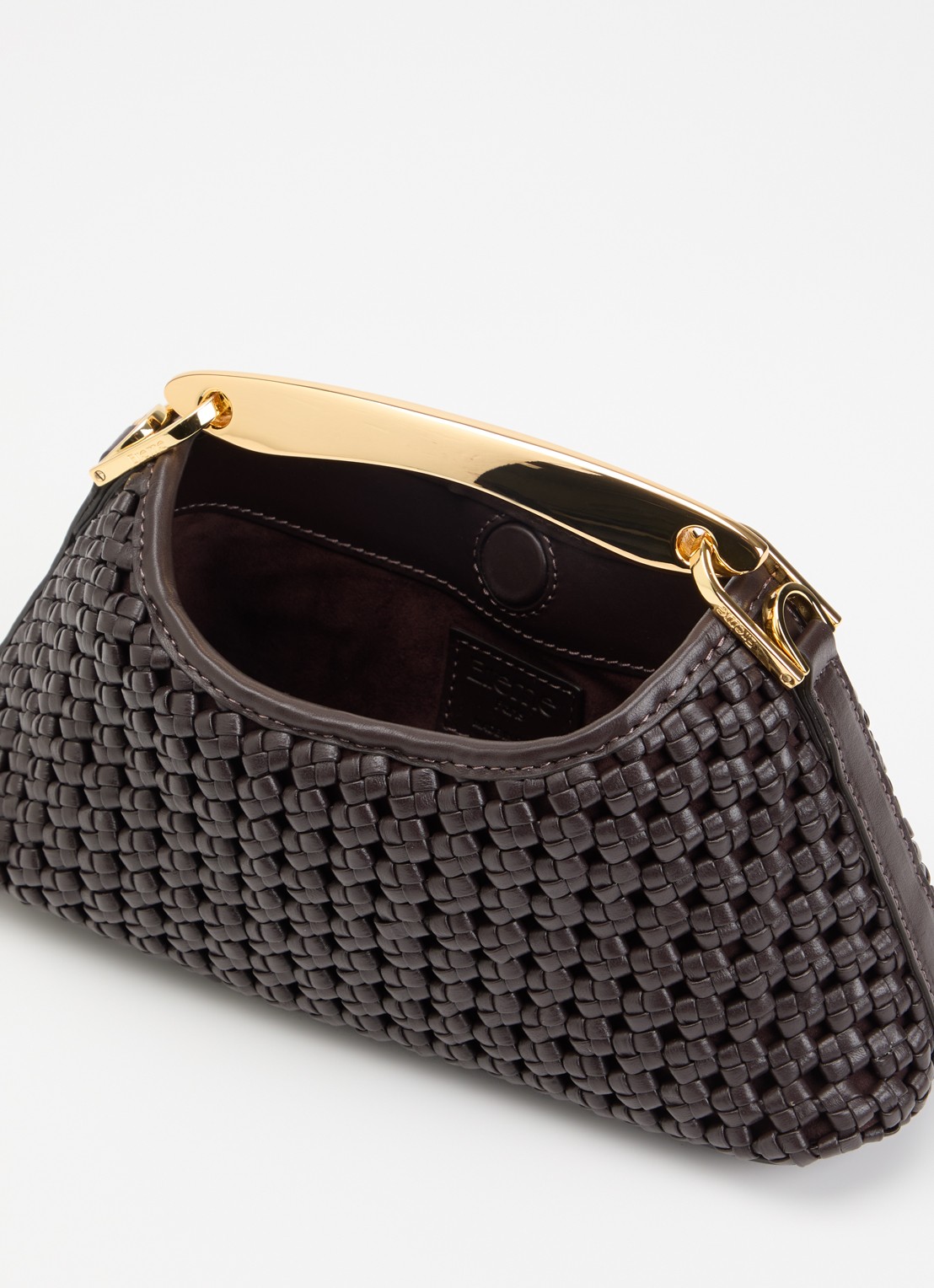 Elleme Mini Boomerang handtas van lamsleer met afneembare schouderriem - detail 2 donkerbruin