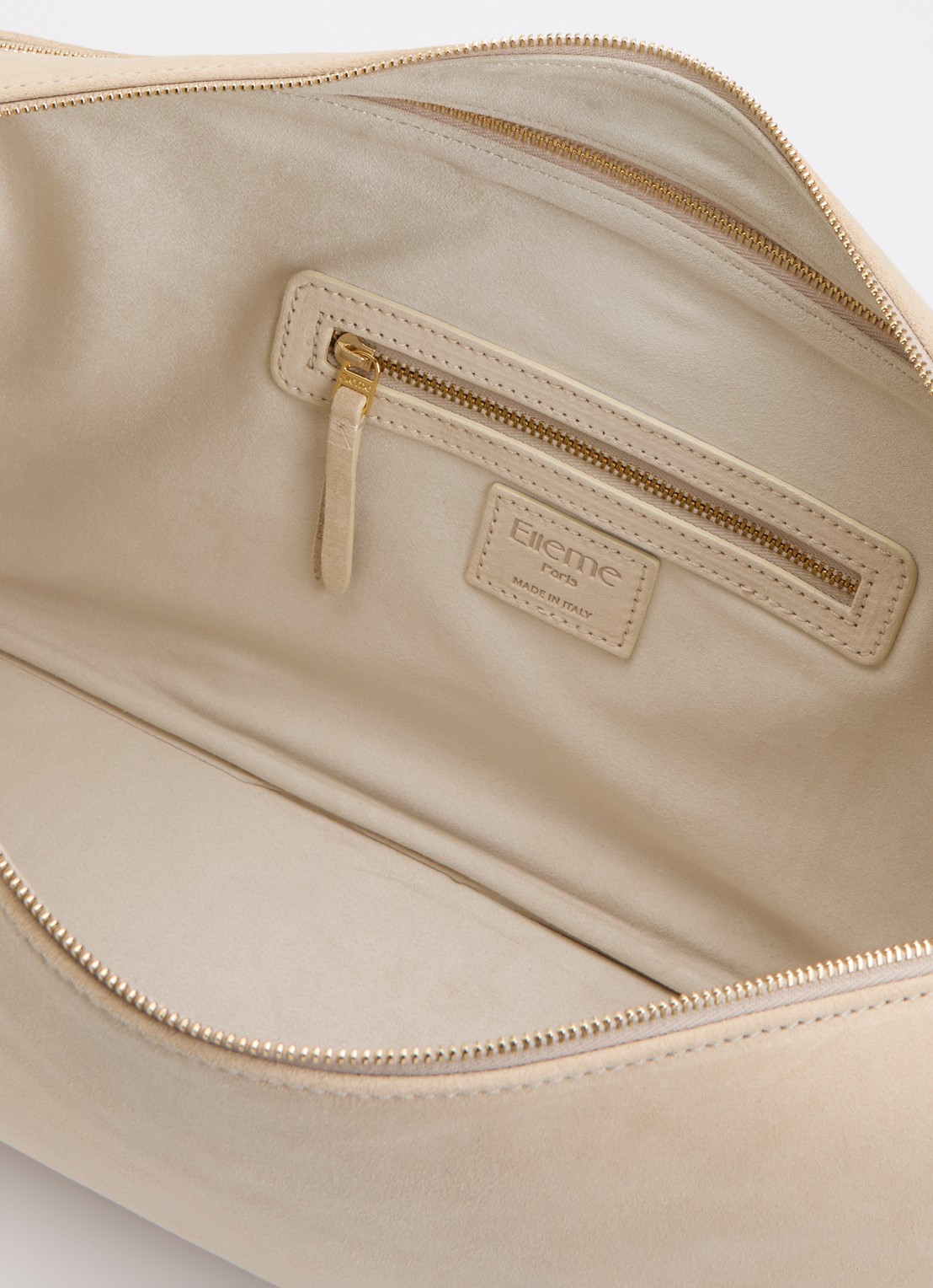 Elleme Trousse schoudertas van suède - detail 2 beige
