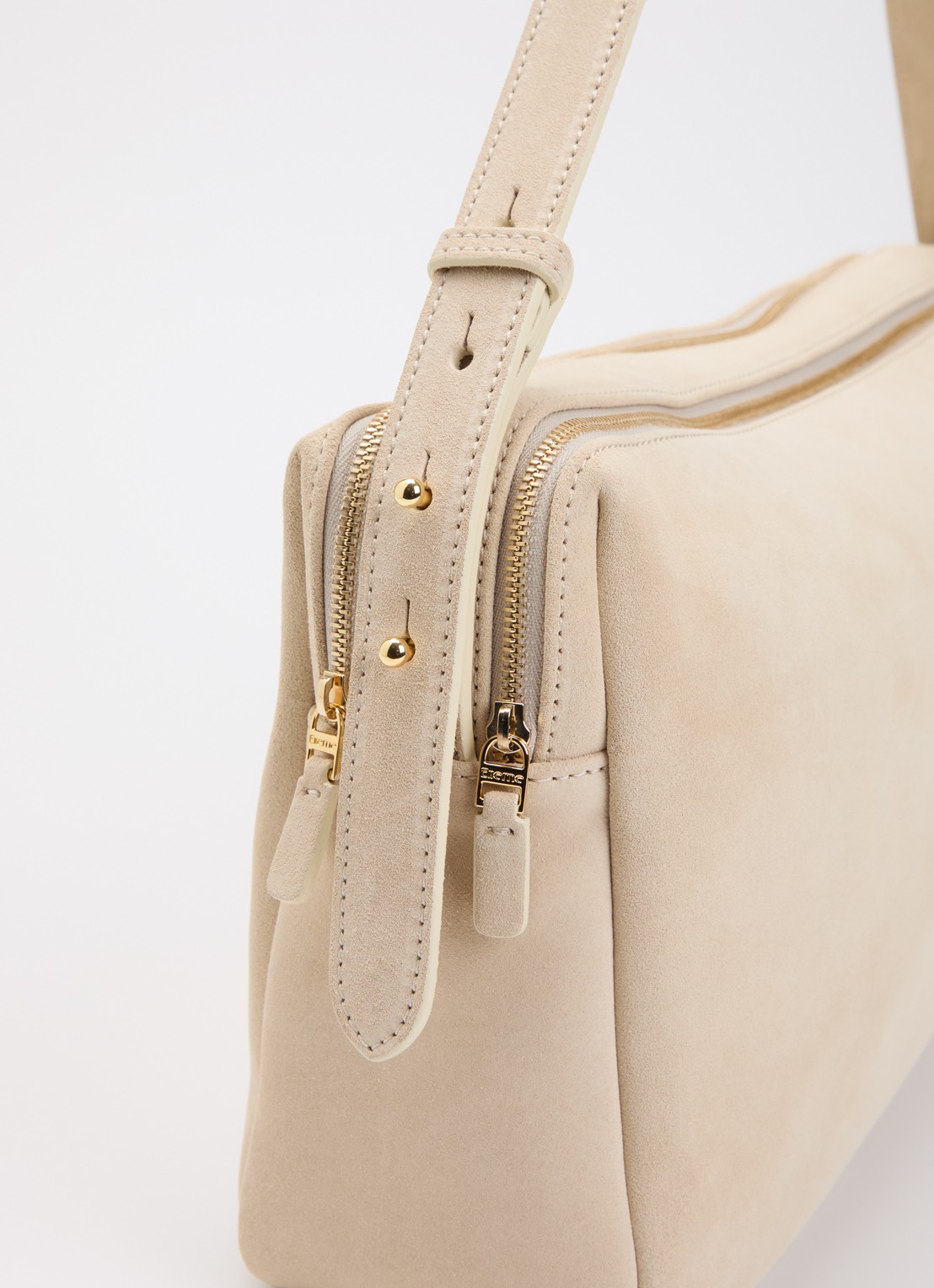Elleme Trousse schoudertas van suède - detail 4 beige