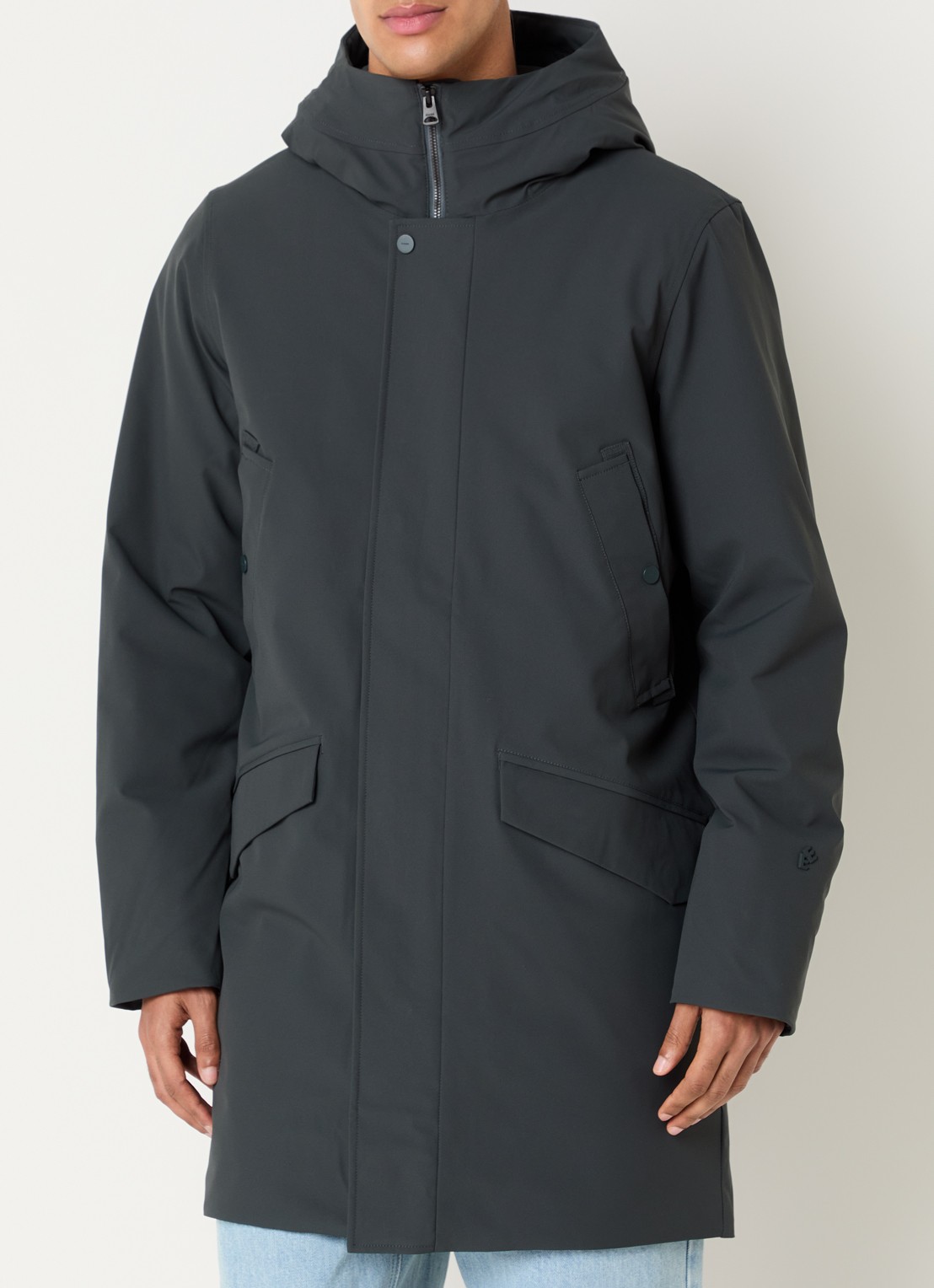 Elvine Alrik waterproof gewatteerde parka met klepzakken - detail olijfgroen