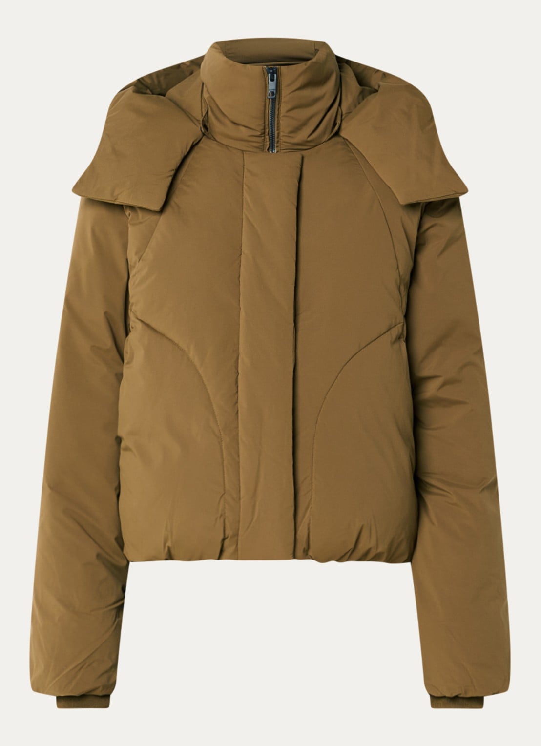 Elvine Annebelle puffer jack met afneembare capuchon - voorkant 3 camel