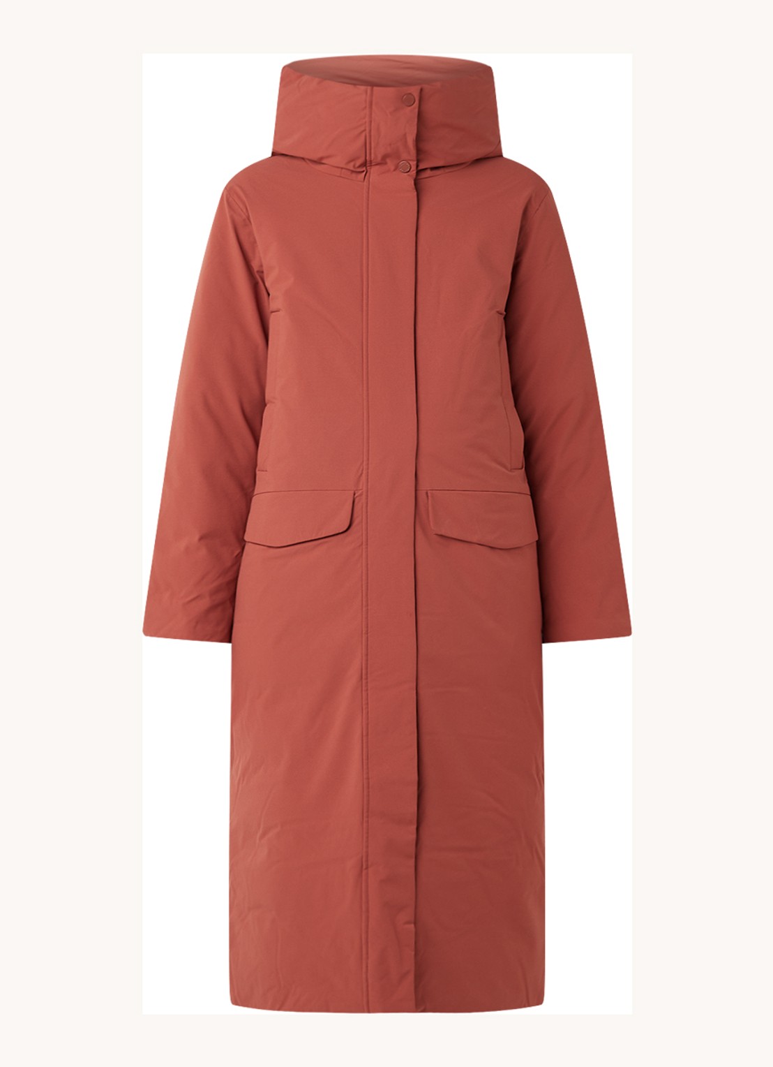 Elvine Asha gewatteerde parka met klepzakken - voorkant 3 steenrood