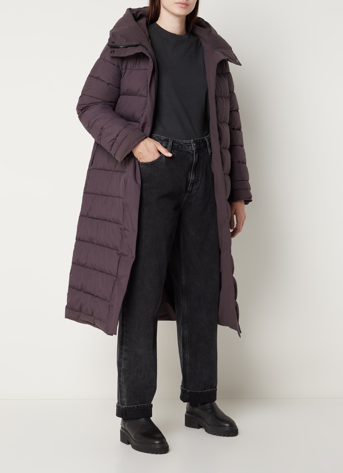 Elvine Asha gewatteerde parka met klepzakken - voorkant 4 paars