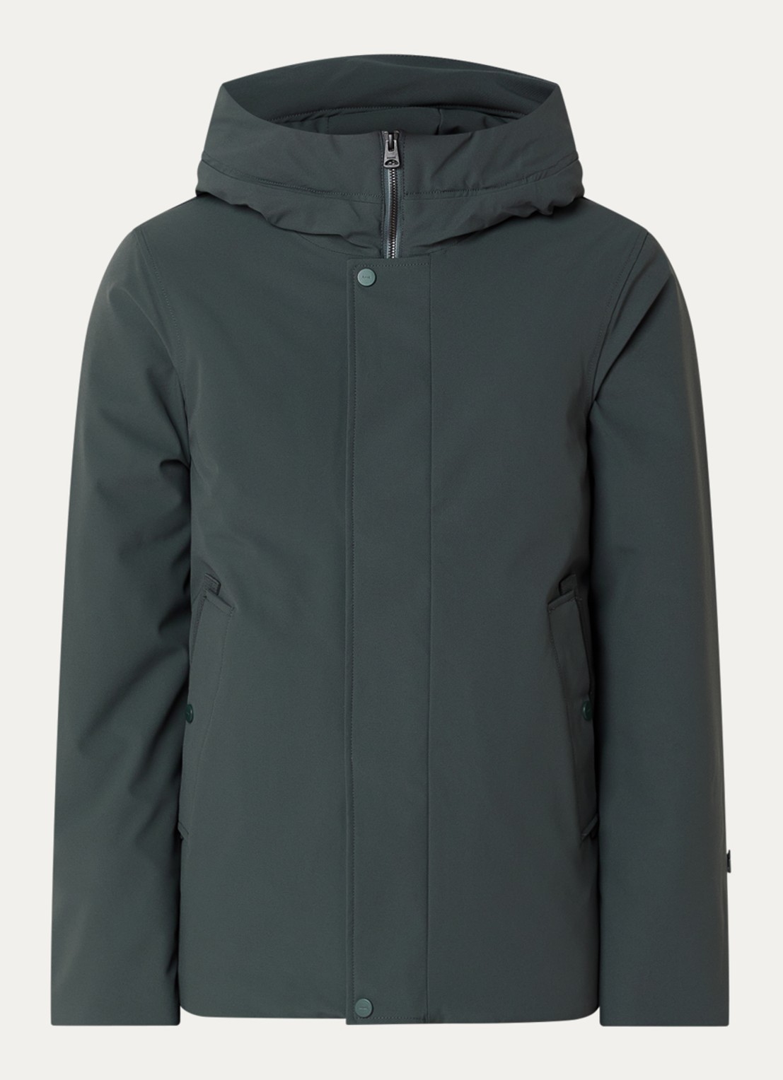 Elvine Beurnie gewatteerde parka met steekzakken en logo - voorkant 2 olijfgroen