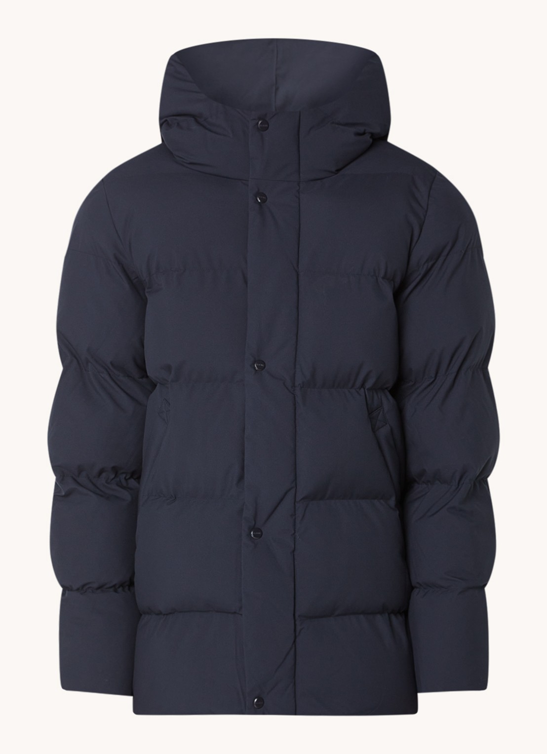 Elvine Bror REC. puffer jack met waterafstotende coating en capuchon - voorkant donkerblauw