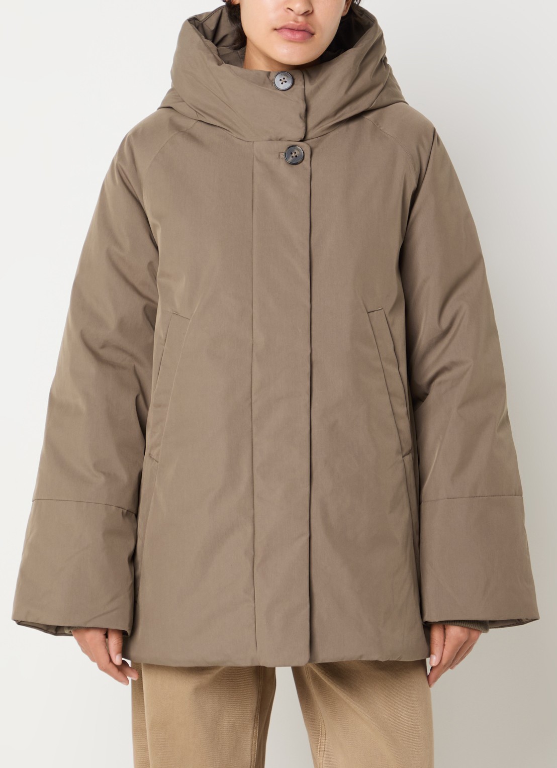 Elvine Celina gewatteerde parka met opstaande kraag en waterafstotende coating - detail 4 donkerkhaki