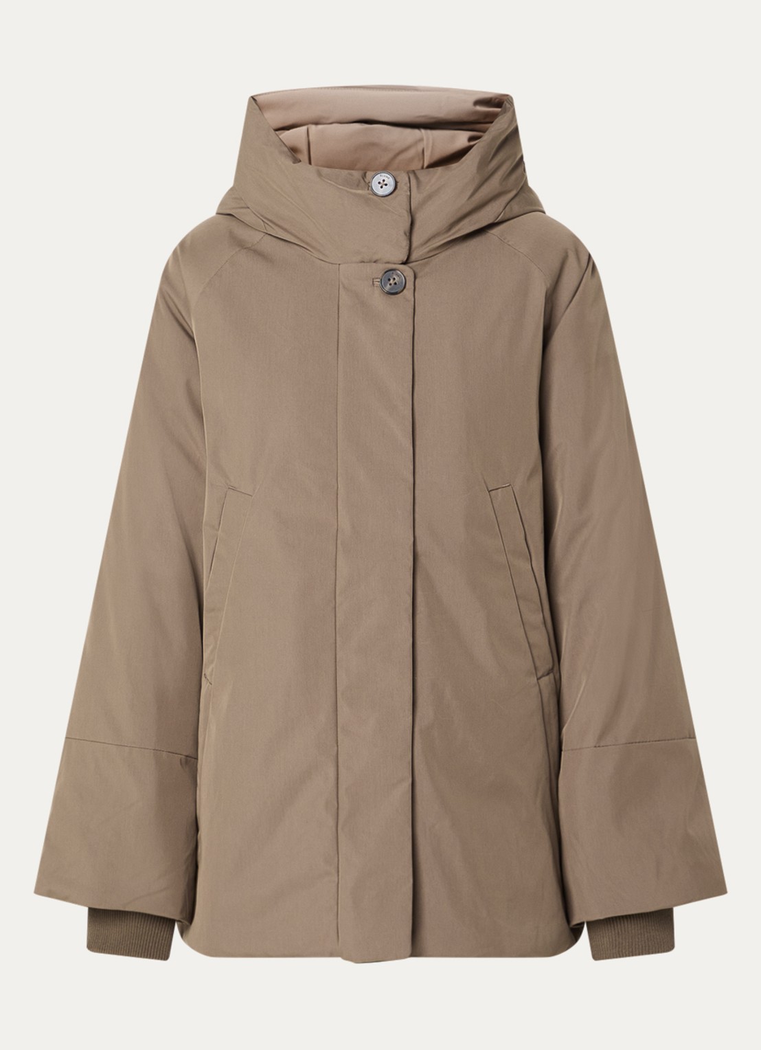 Elvine Celina gewatteerde parka met opstaande kraag en waterafstotende coating - voorkant 2 donkerkhaki