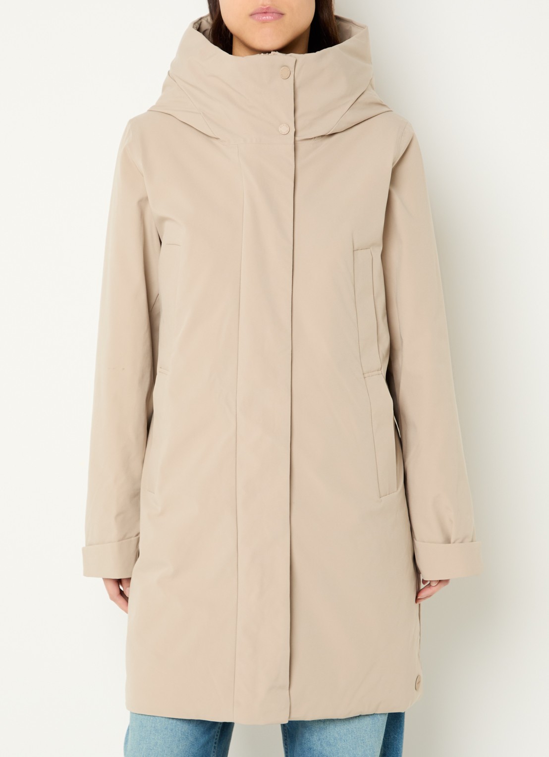 Elvine Eline parka met ritszakken en waterafstotende coating - detail khaki