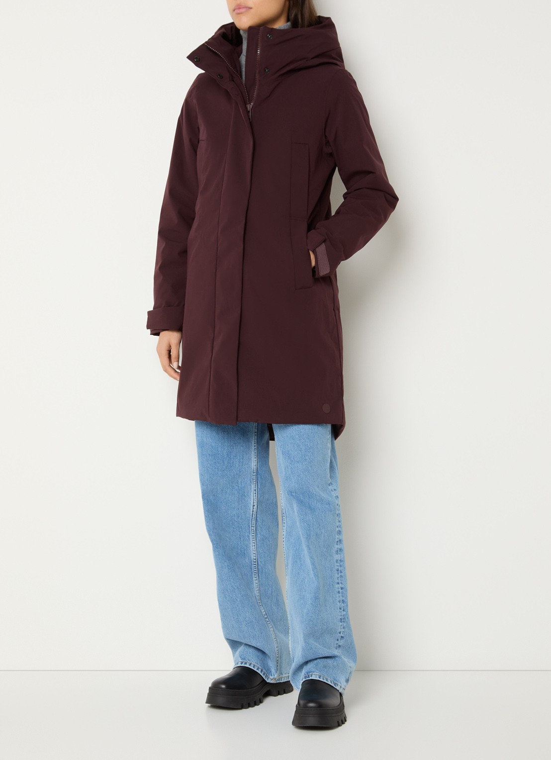 Elvine Eline parka met ritszakken en waterafstotende coating - voorkant 3 bordeauxrood