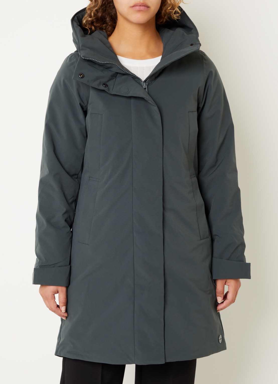 Elvine Eline parka met ritszakken en waterafstotende coating - detail 2 olijfgroen