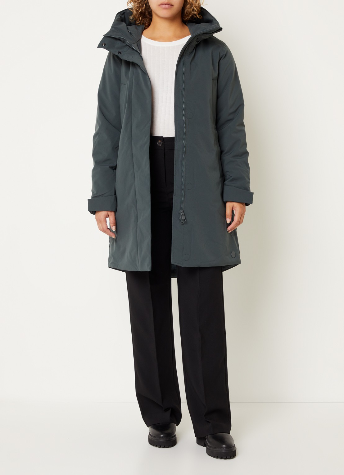 Elvine Eline parka met ritszakken en waterafstotende coating - voorkant 4 olijfgroen