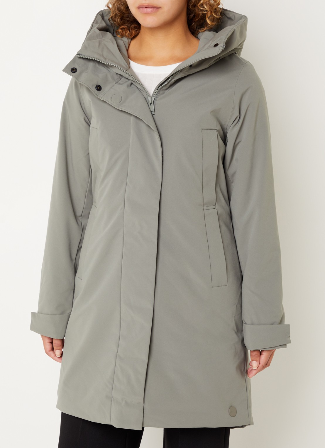 Elvine Eline parka met ritszakken en waterafstotende coating - detail 2 mosgroen