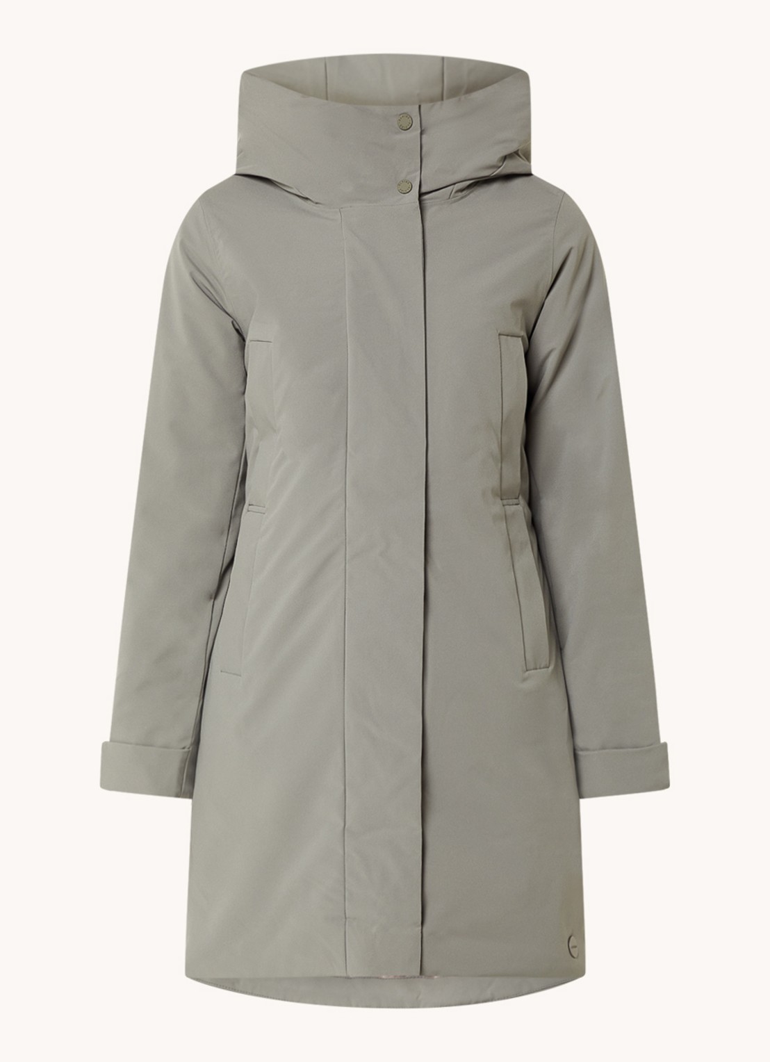 Elvine Eline parka met ritszakken en waterafstotende coating - voorkant 3 mosgroen