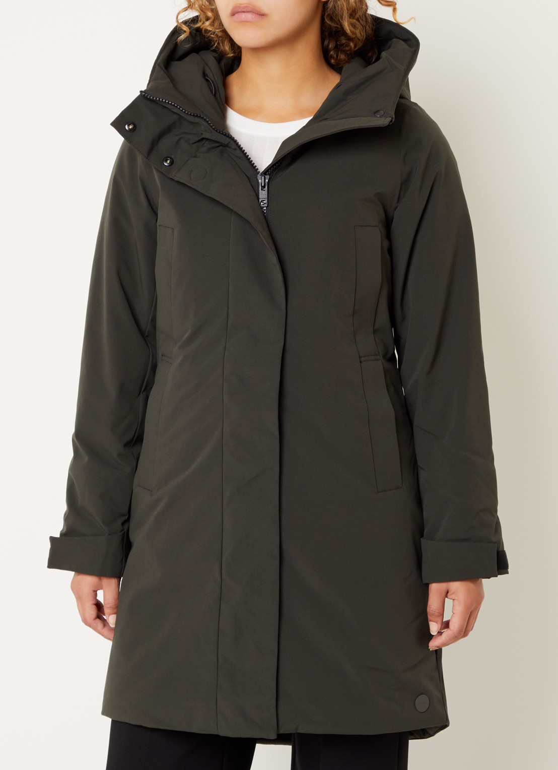 Elvine Eline parka met ritszakken en waterafstotende coating - detail 4 legergroen