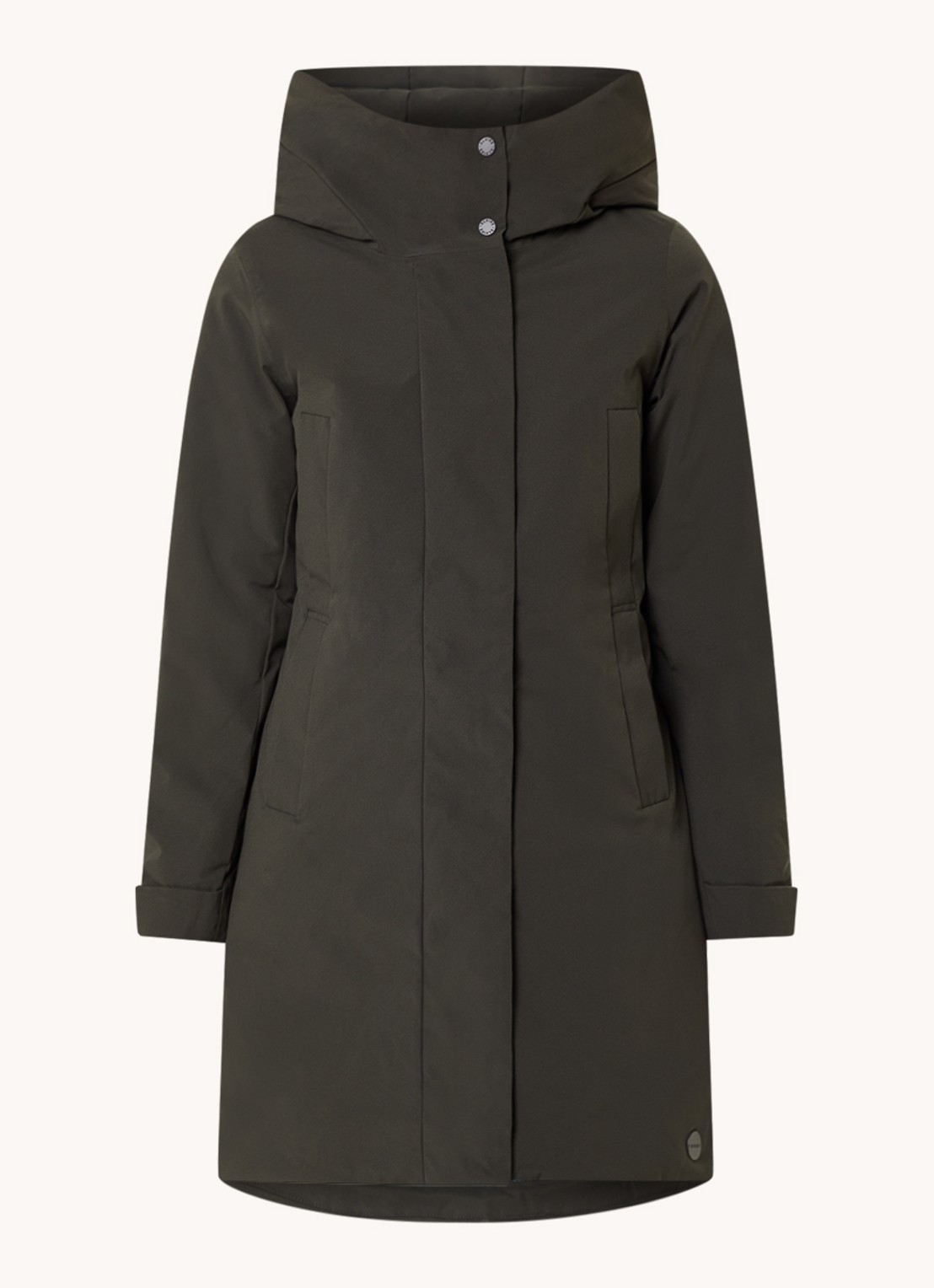Elvine Eline parka met ritszakken en waterafstotende coating - voorkant legergroen