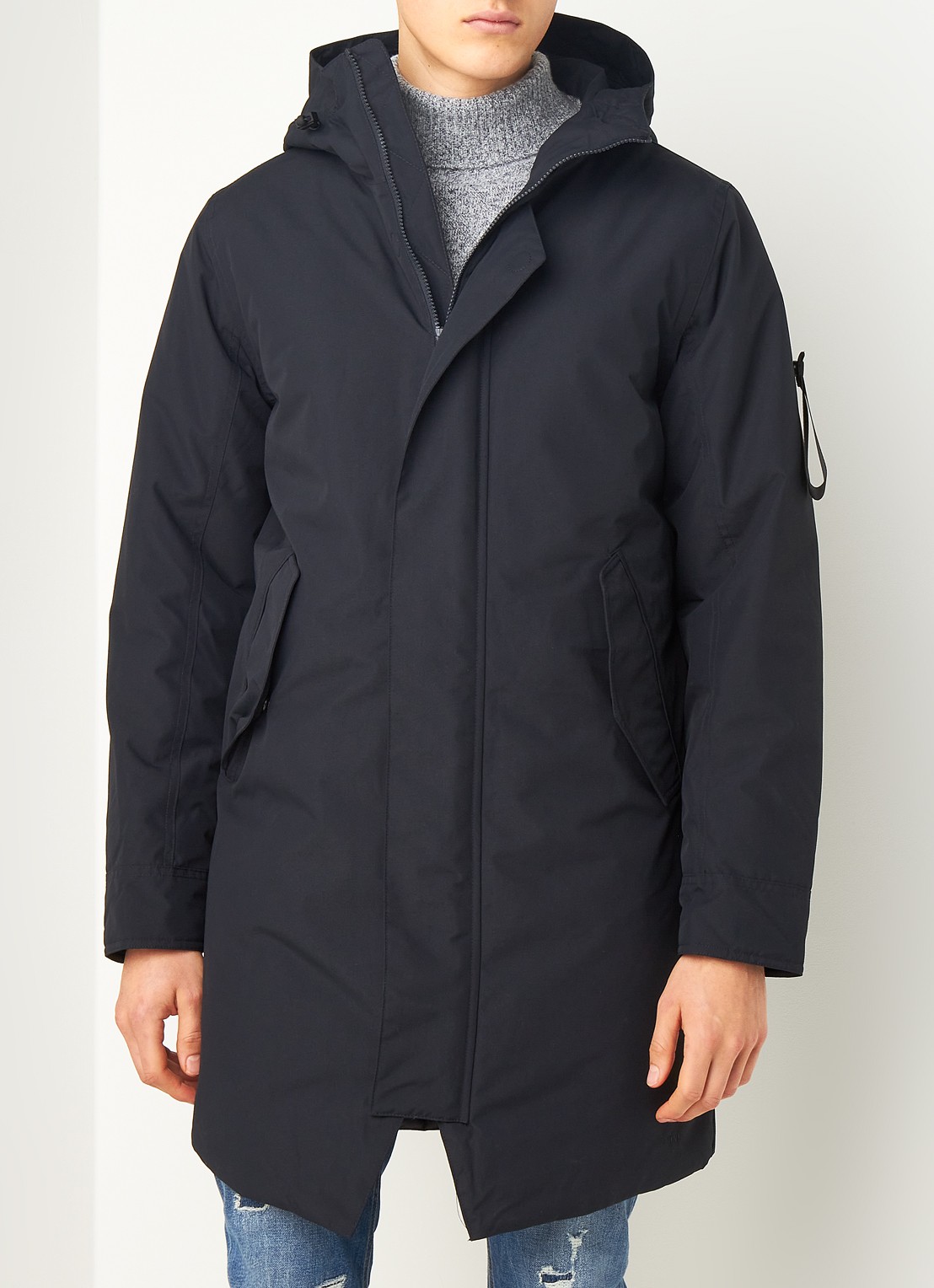 Elvine Gunter gewatteerde jas met capuchon - detail 4 donkerblauw