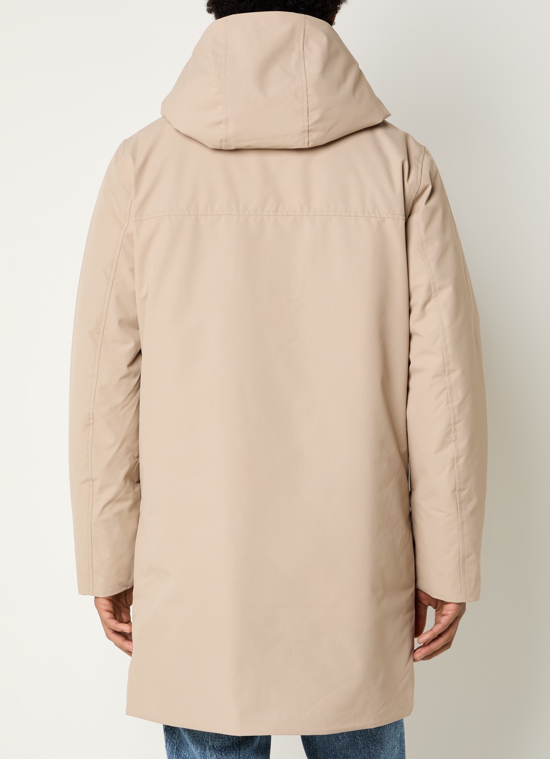Elvine Gunter gewatteerde jas met capuchon - achterkant beige