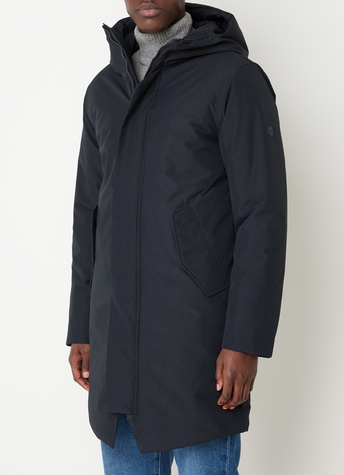 Elvine Gunter gewatteerde jas met capuchon - detail 5 donkerblauw