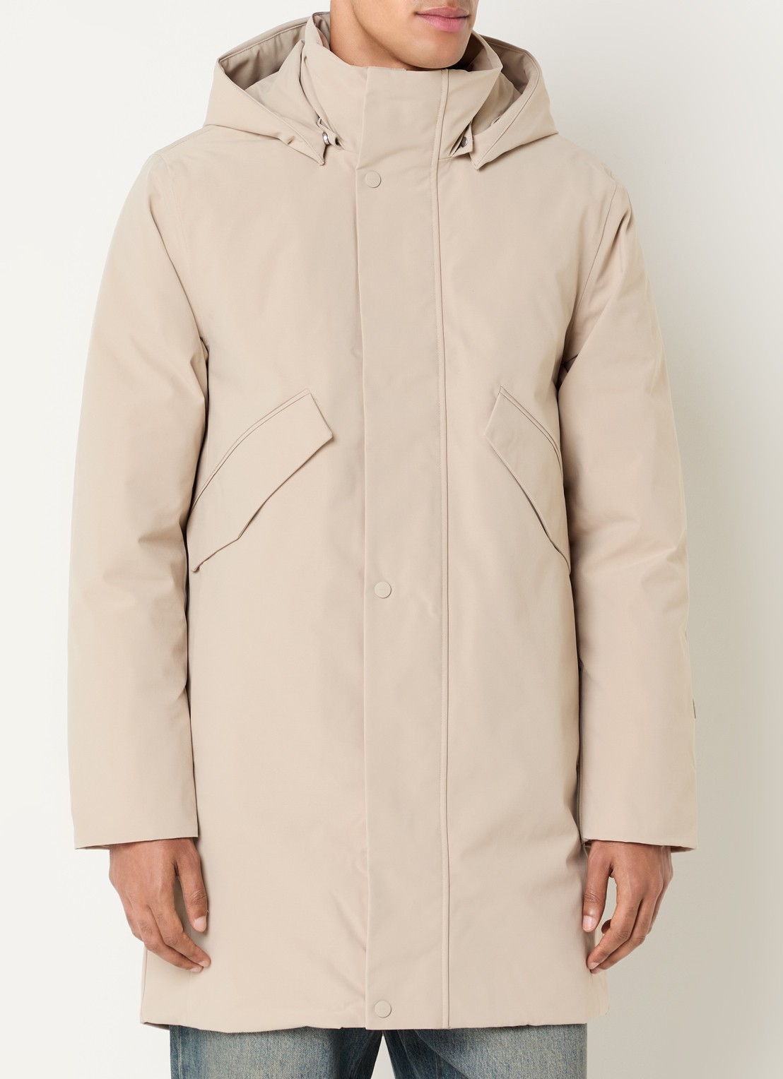 Elvine Janne gewatteerde parka met klepzakken - detail donkerbeige