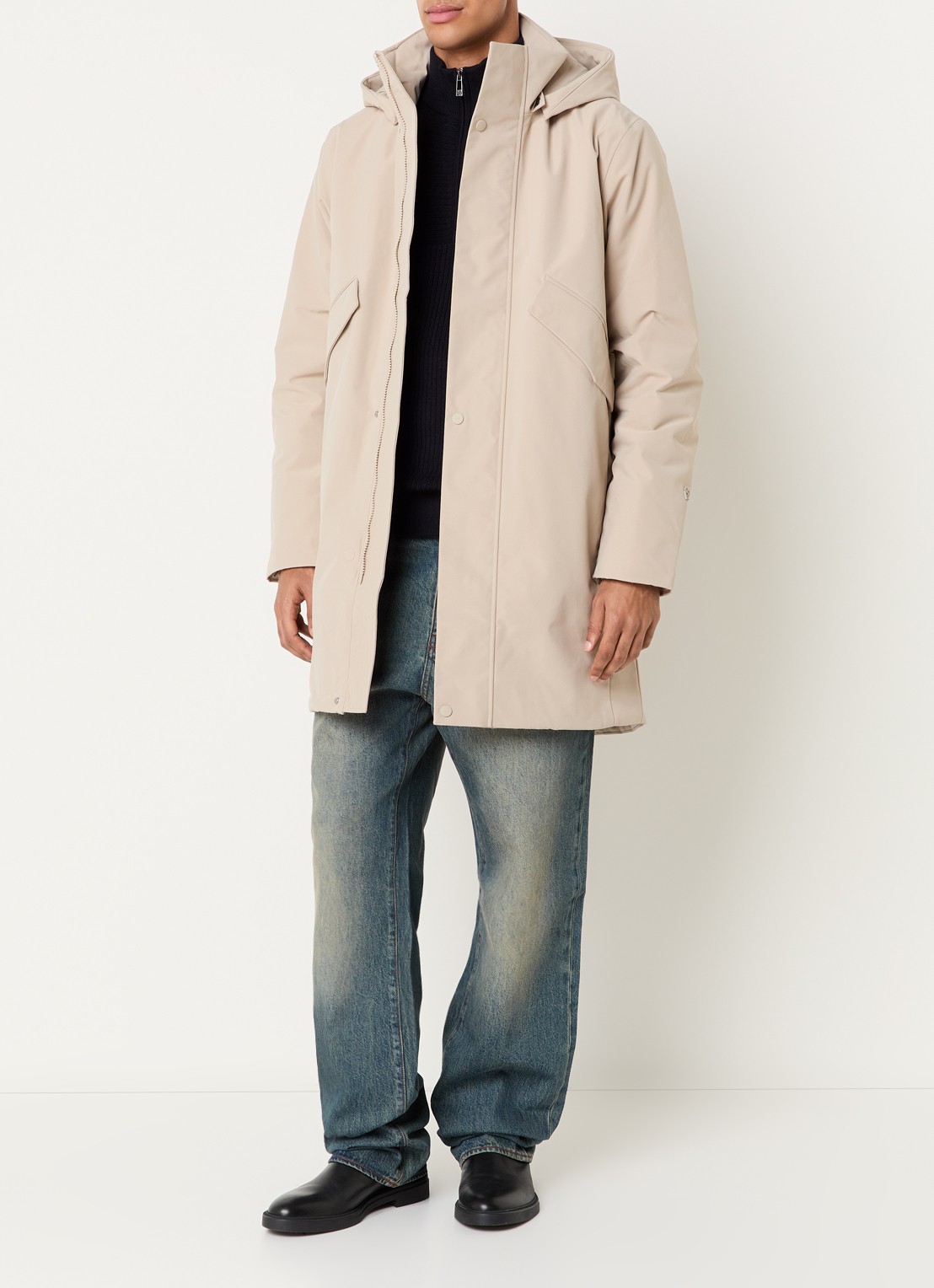 Elvine Janne gewatteerde parka met klepzakken - voorkant 4 donkerbeige