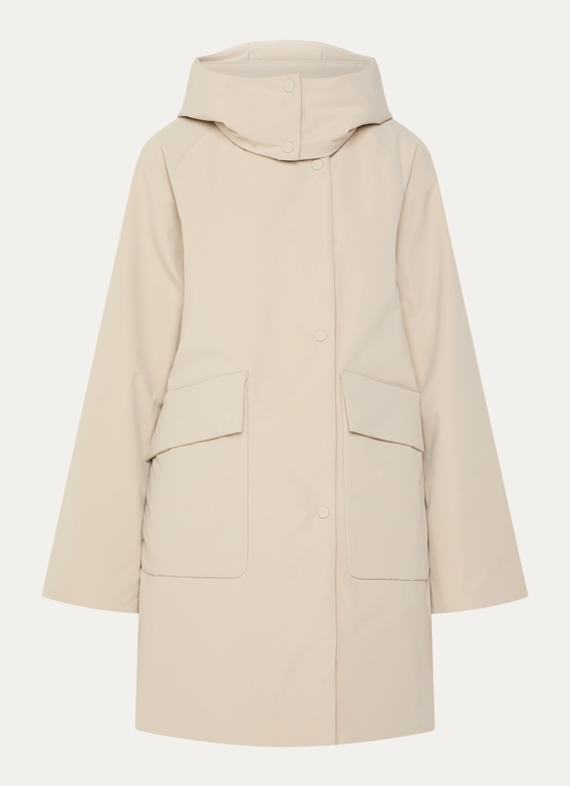 Elvine Myra gewatteerde parka met afneembare capuchon en waterafstotende coating - voorkant 2 zand