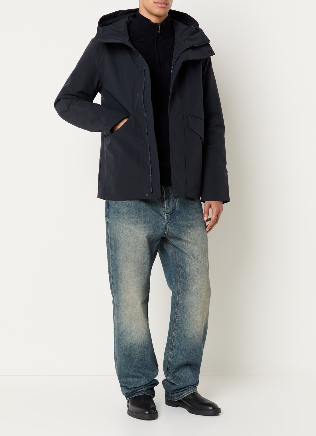 Elvine Nouha gewatteerde parka met capuchon - voorkant 2 donkerblauw