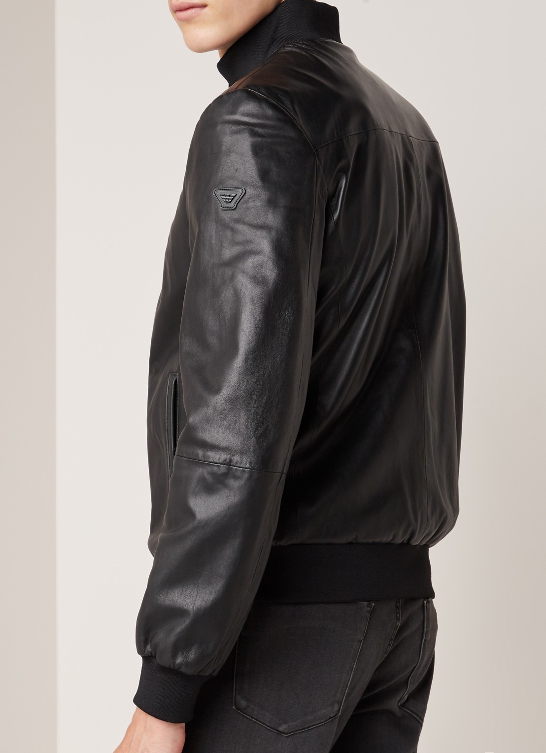 Emporio Armani Bomberjack van lamsleer - achterkant 4 zwart